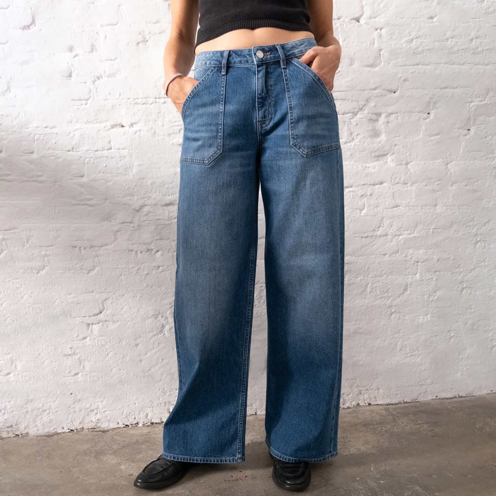 Sunny Worker Wide Leg Jeans medium blue Dawn Denim
