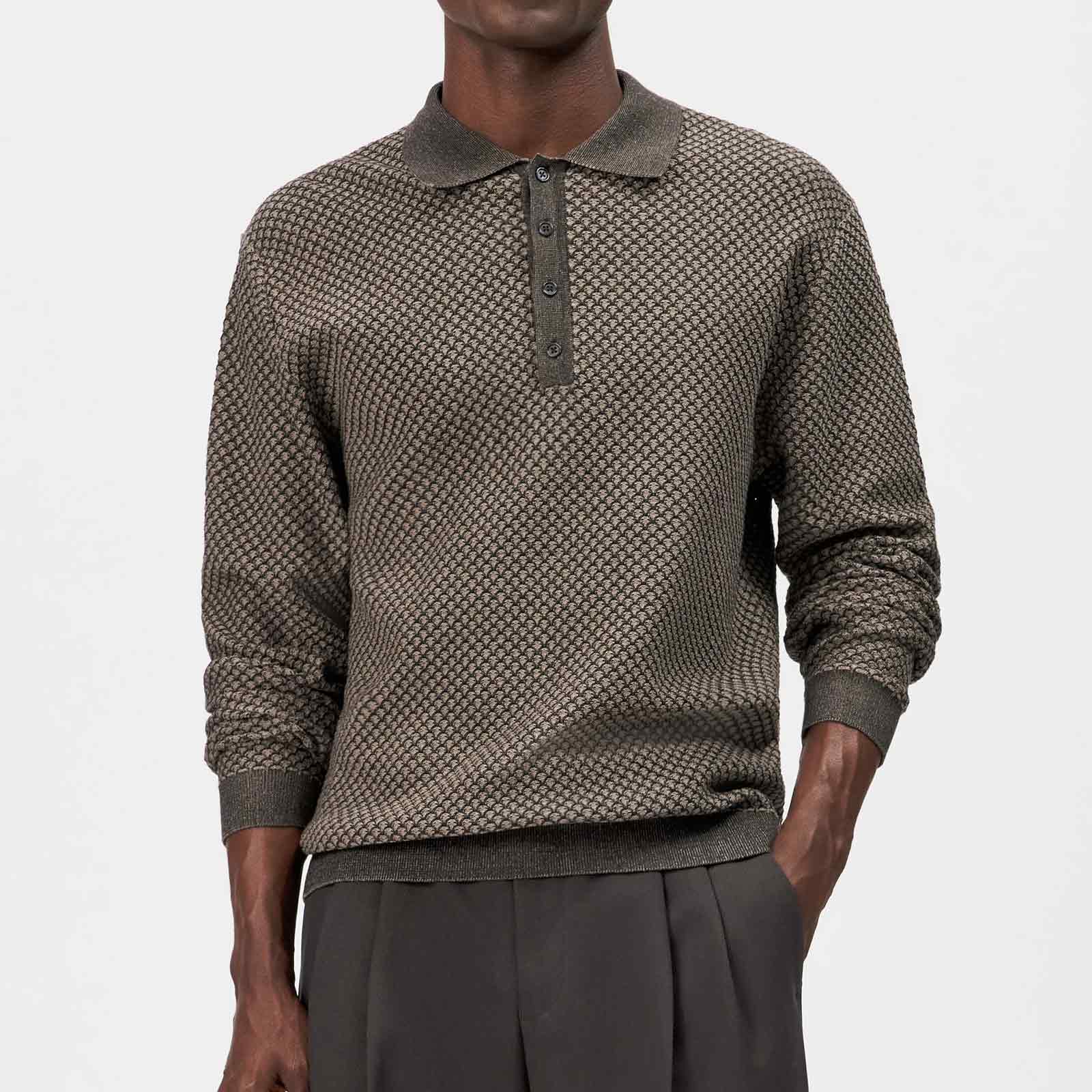 Jonnte L/S Polo 425183 chocolate brown