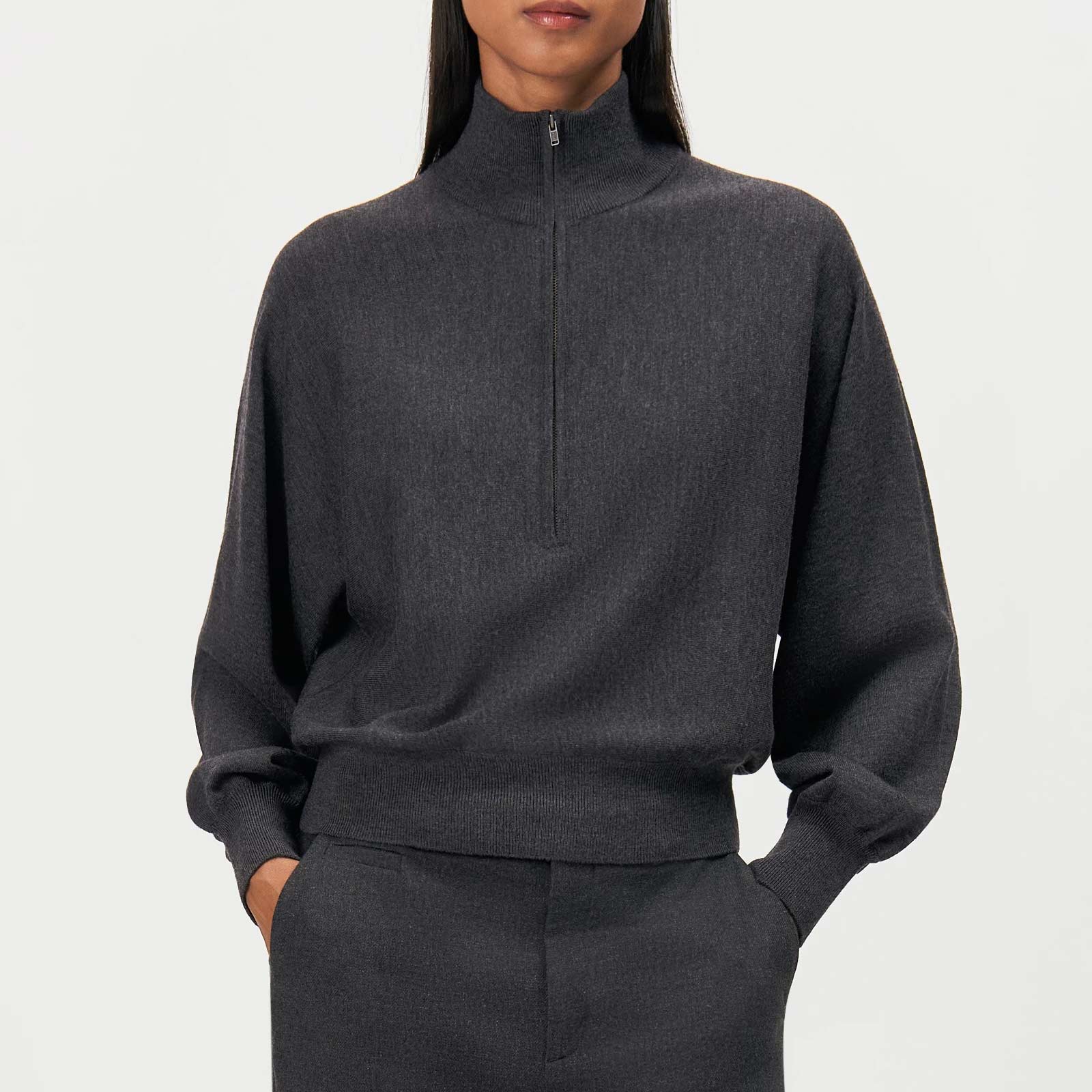 Rickay Cropped Sweater 420002 anthra melange