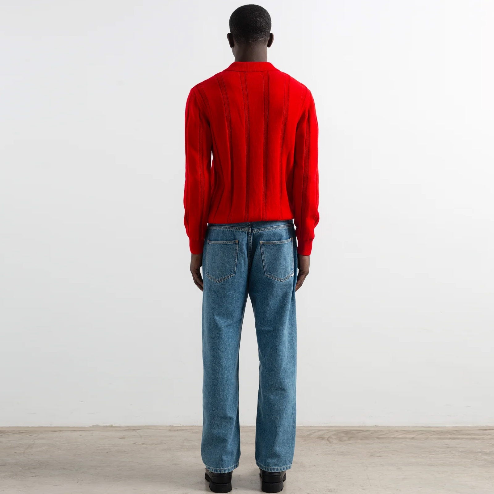 Knitted Polo plain red Edmmond Studios