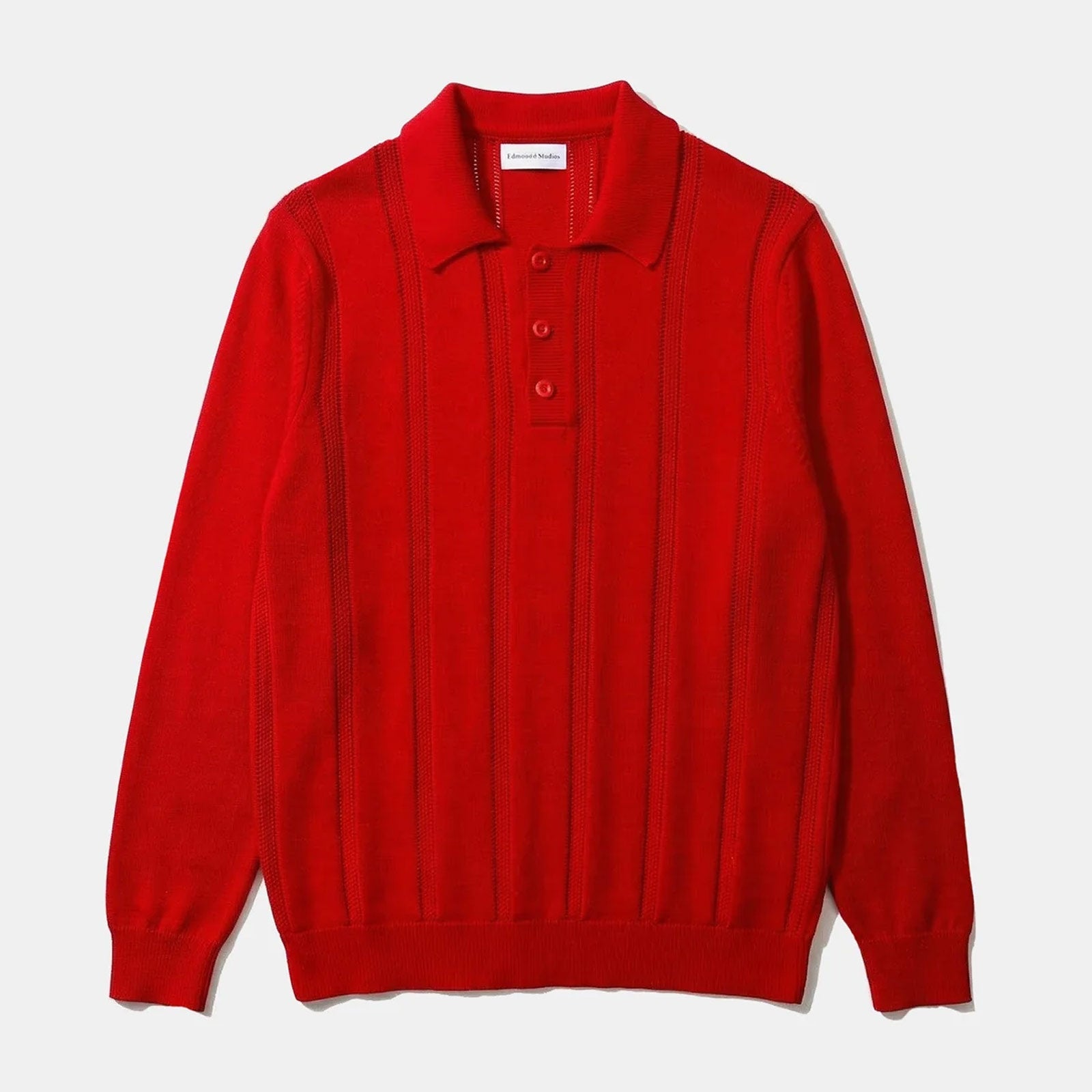 Knitted Polo plain red Edmmond Studios