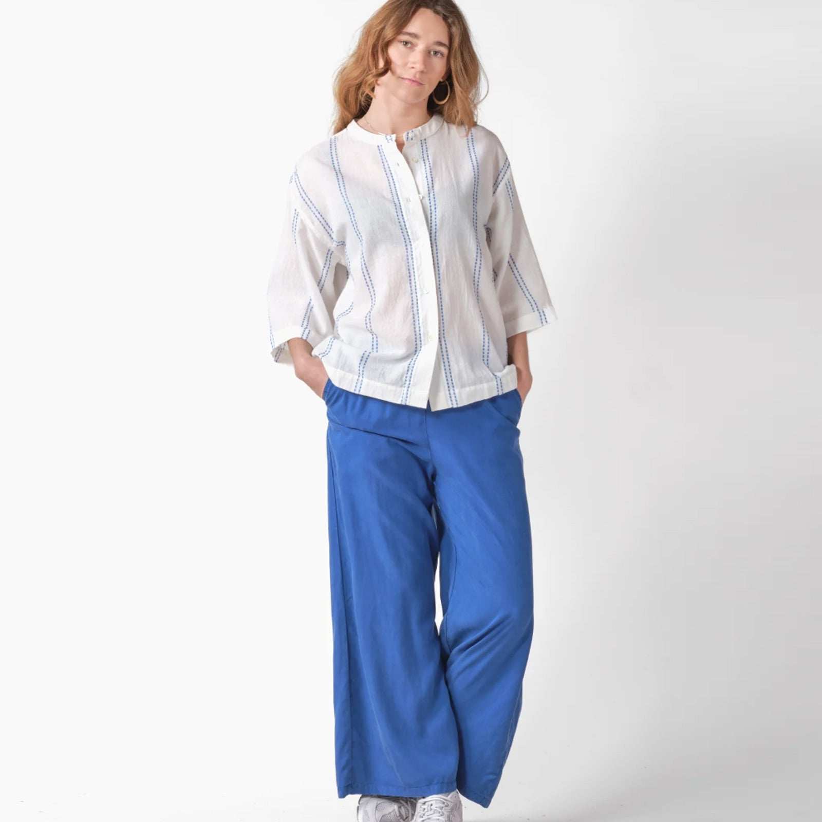 Mary Shirt white/surf blue Klitmøller Collective