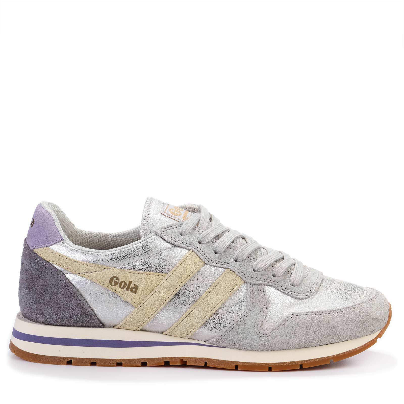 Sneakers Gold Gola Daytona Blaze CLB338 Womens Silver Suede