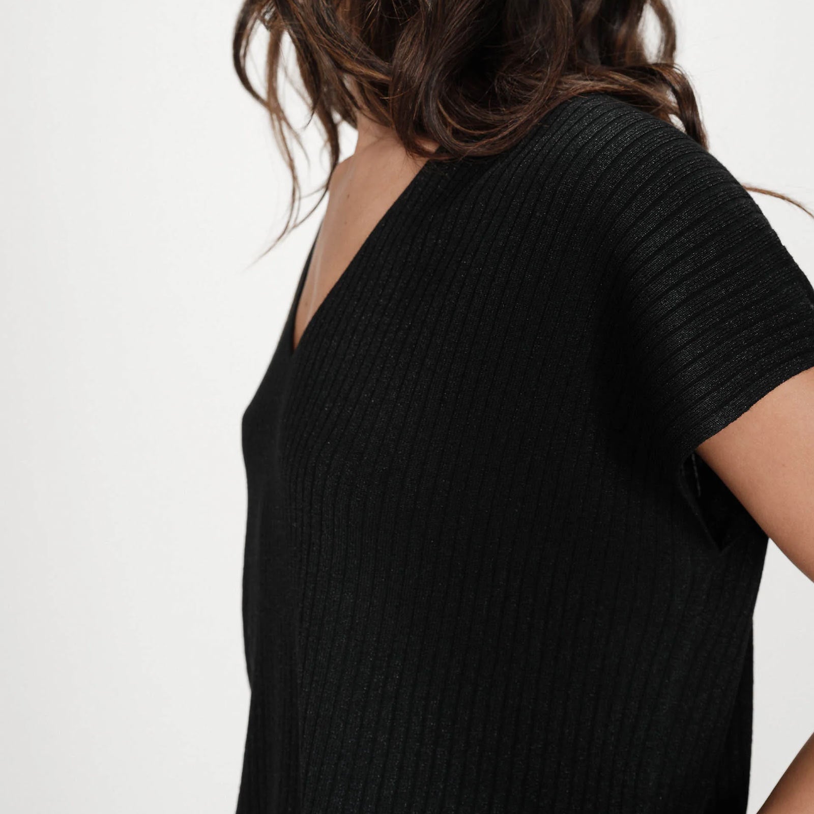 Loose Lurex Top Vaporo noir Grace & Mila