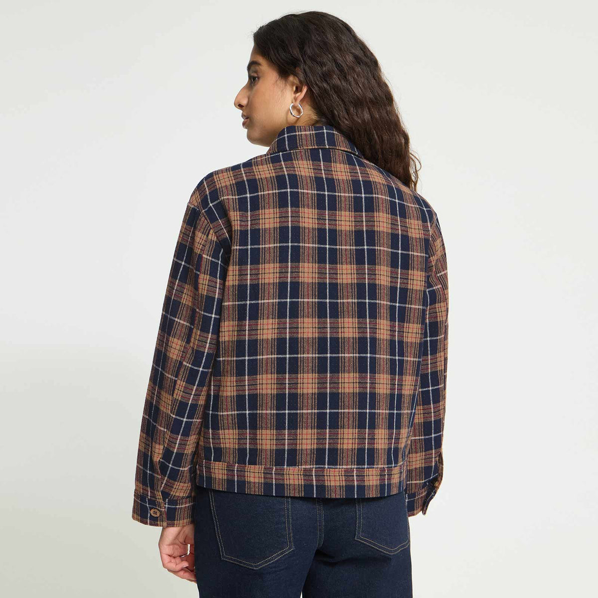 IHKalia Shirt dark blue/brown check