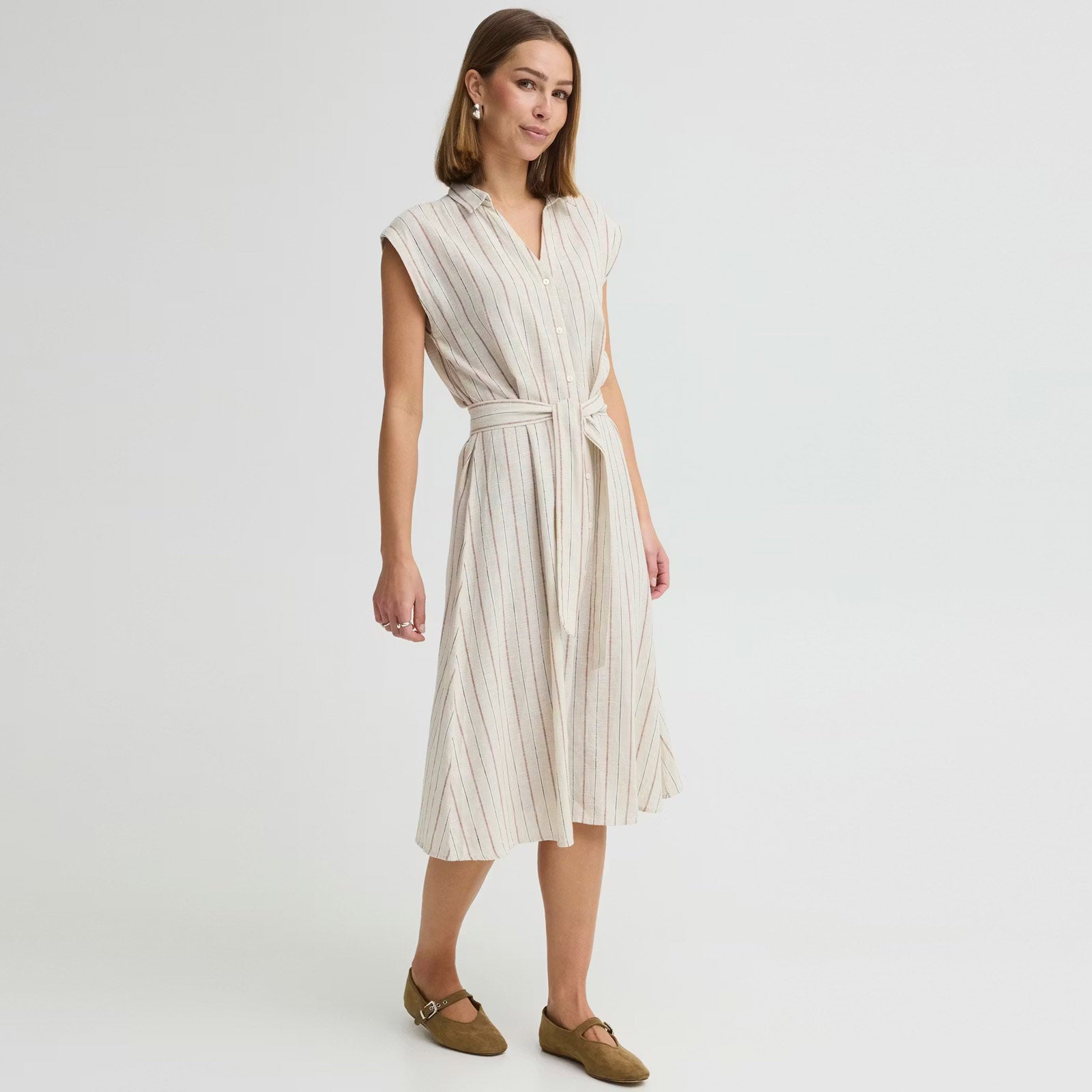 IHLinno DR3 Dress brown stripe ICHI