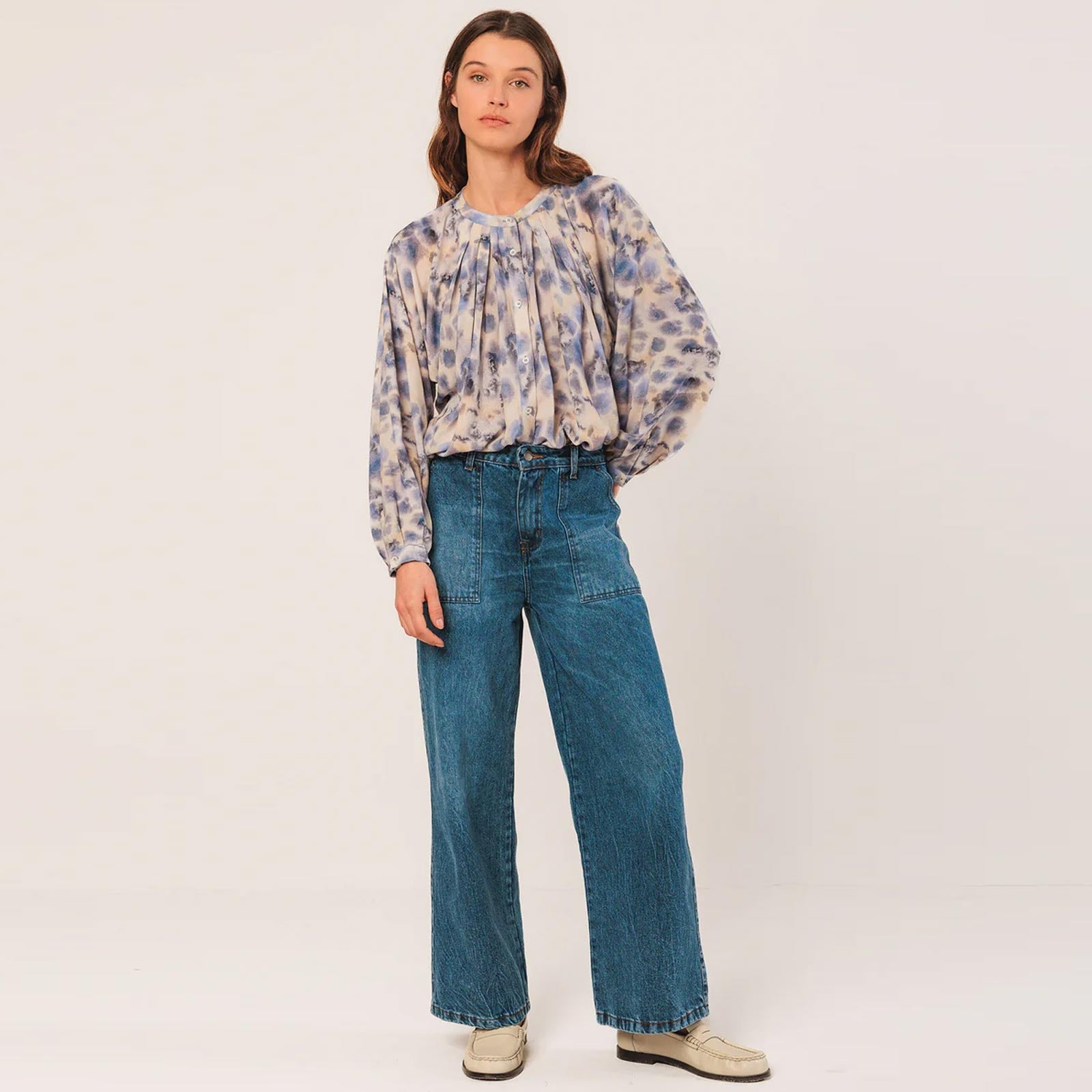 Allover Print Blouse azul INDI&COLD