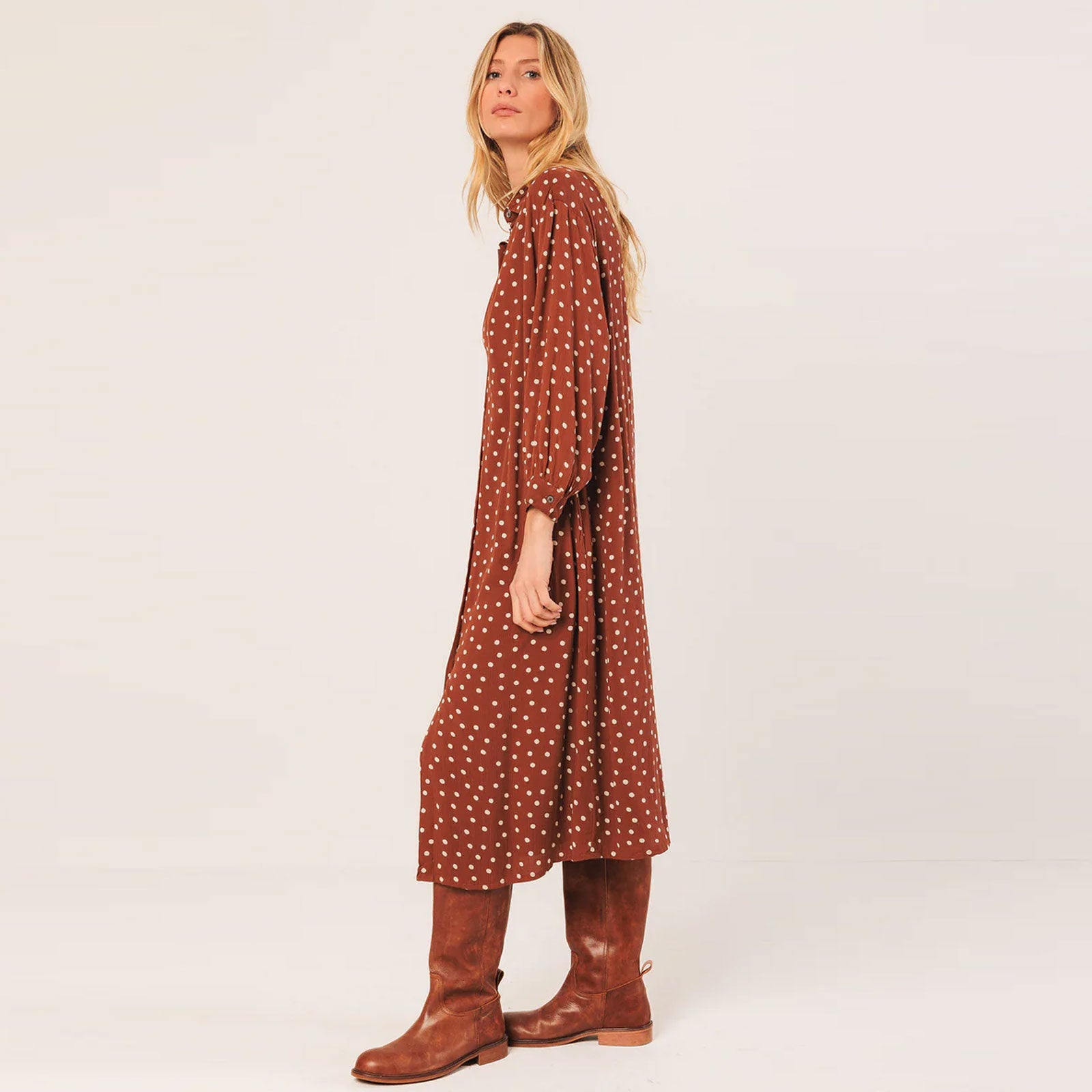 Allover Print Viscose Dress terracota INDI&COLD