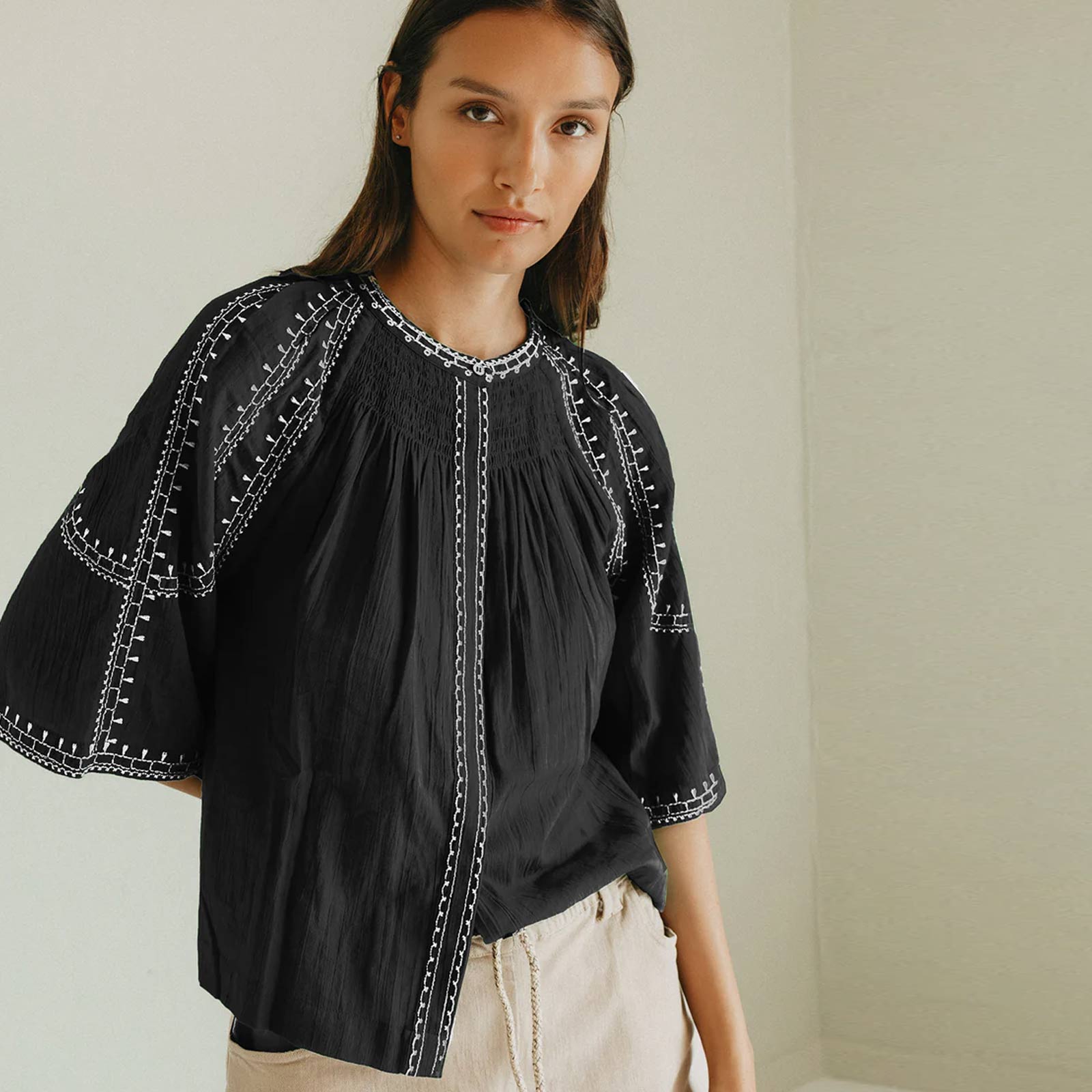 Cotton Blouse negro INDI&COLD