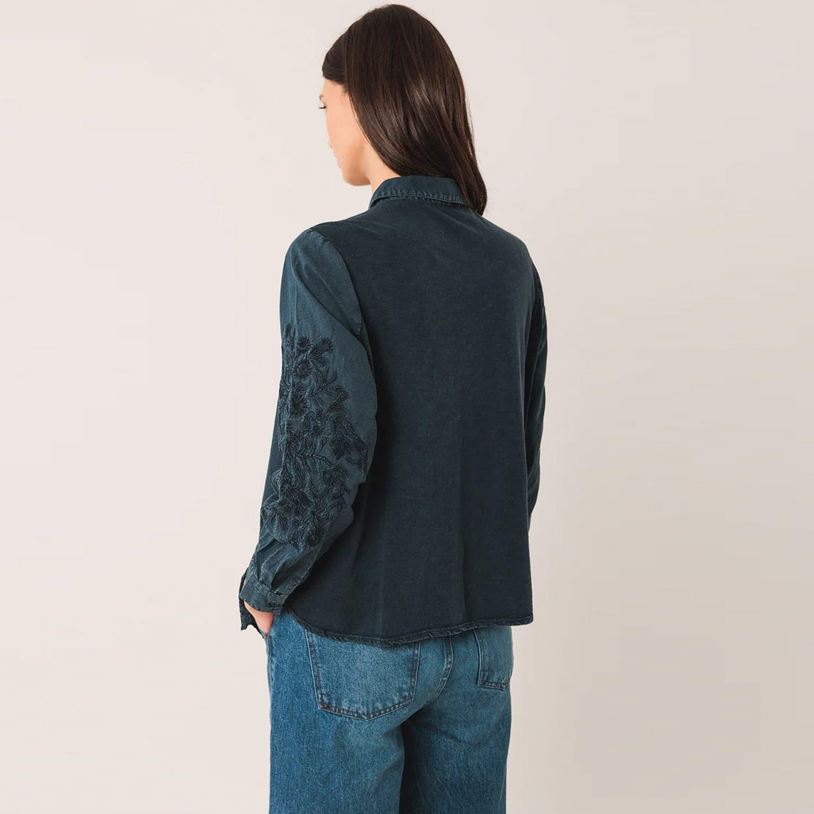 Embroidery Cotton Blouse marino INDI&COLD