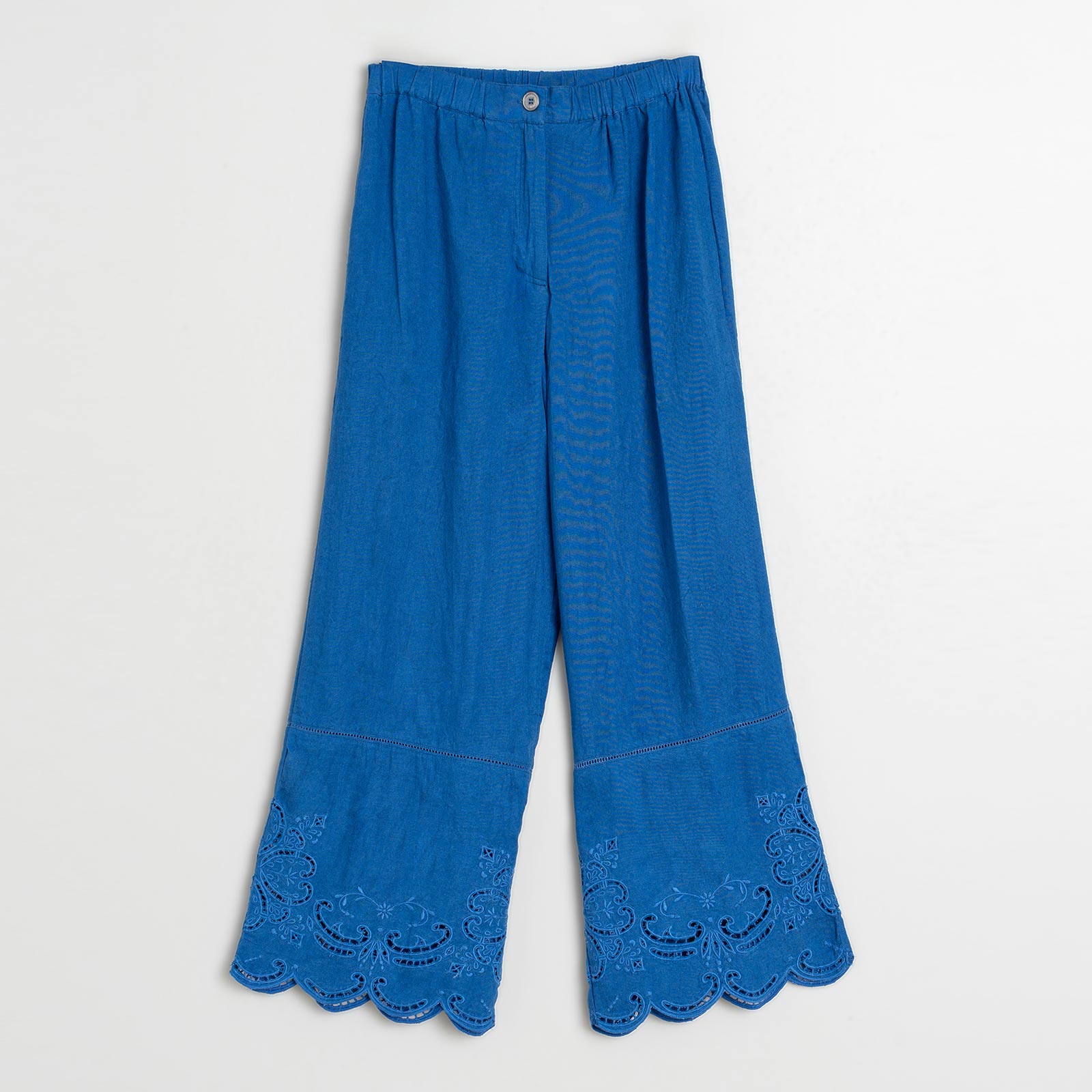 Eyelet Embroidered Pants azul britanico INDI&COLD