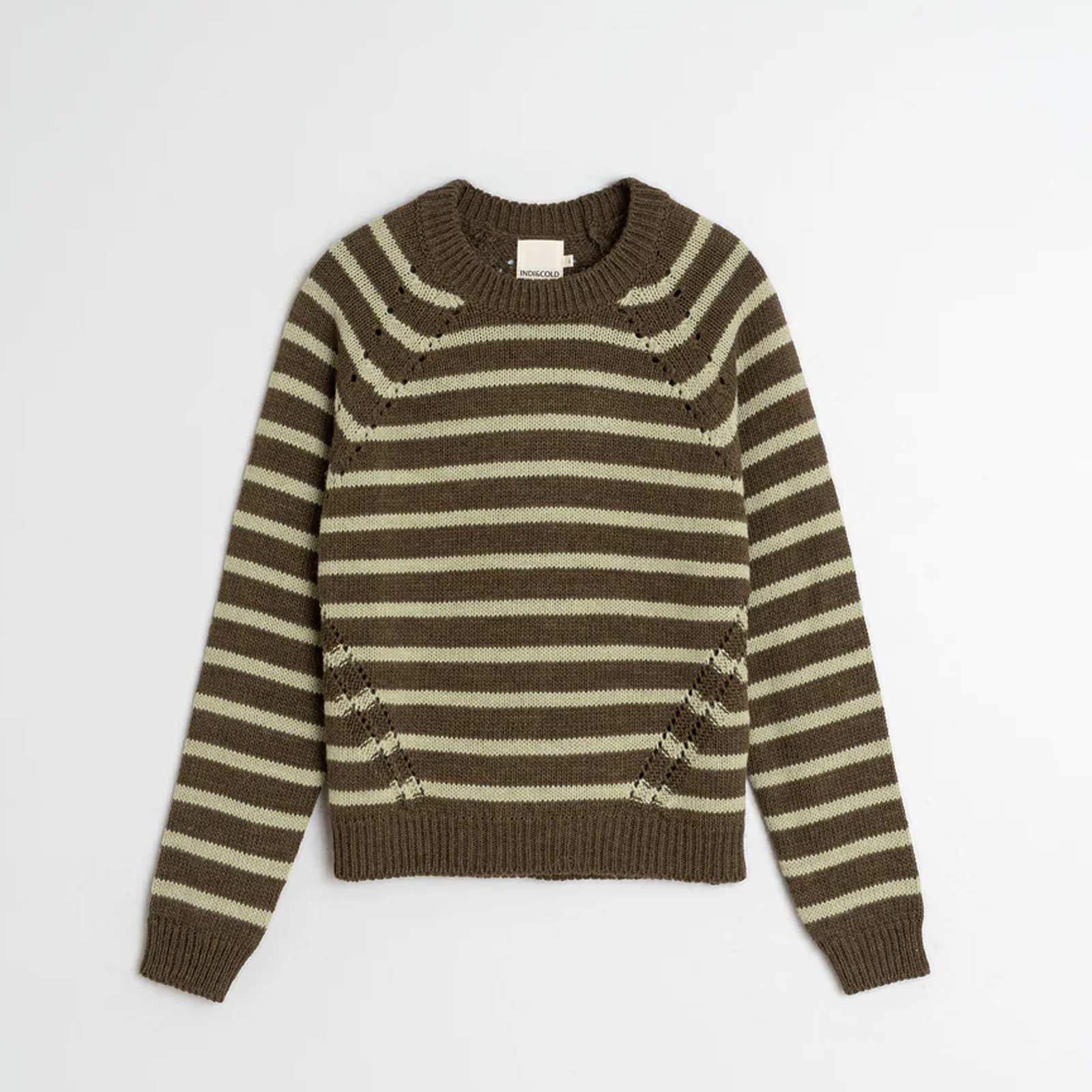 Knit Stripe Jumper khaki INDI&COLD