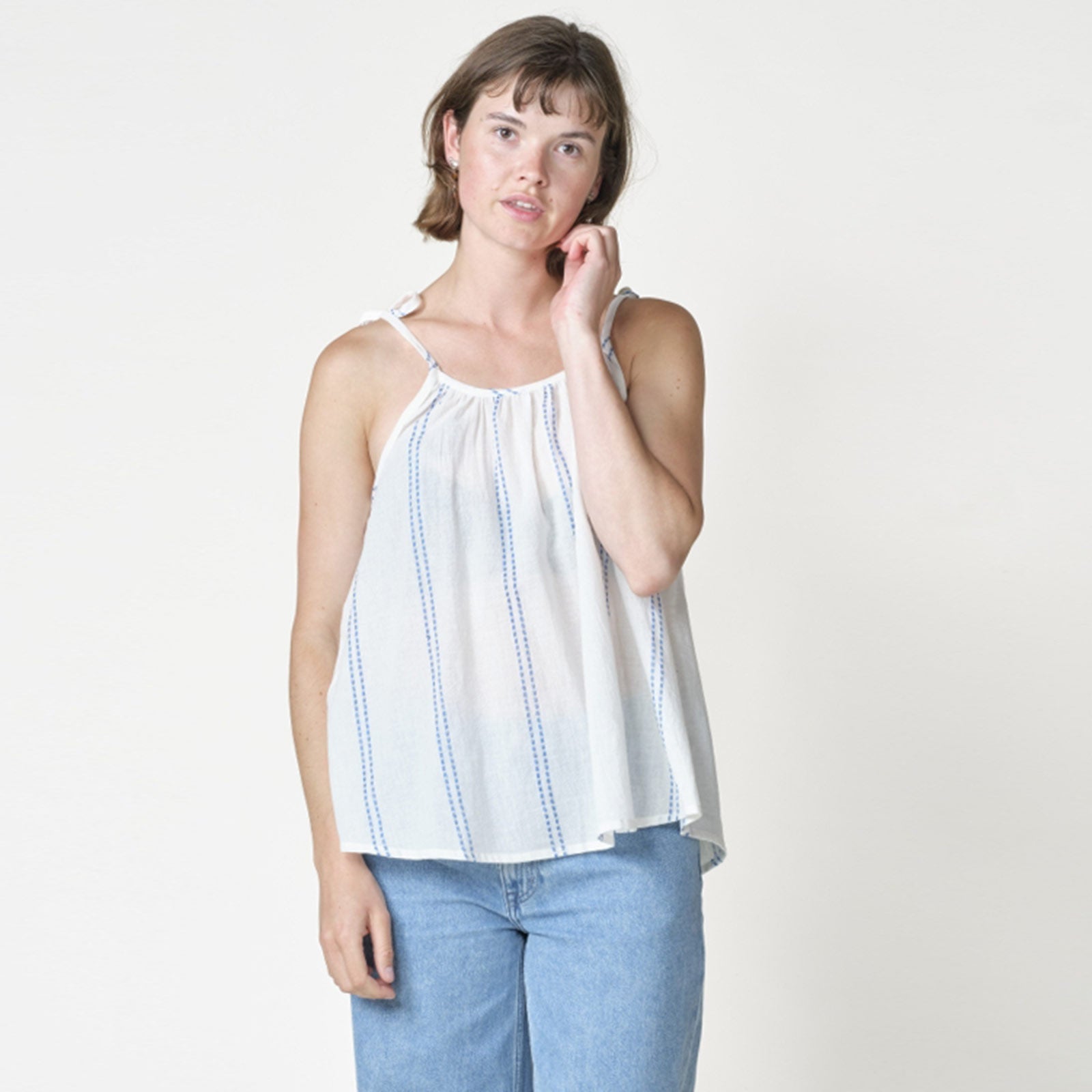 Mary Top white/surf blue Klitmøller Collective