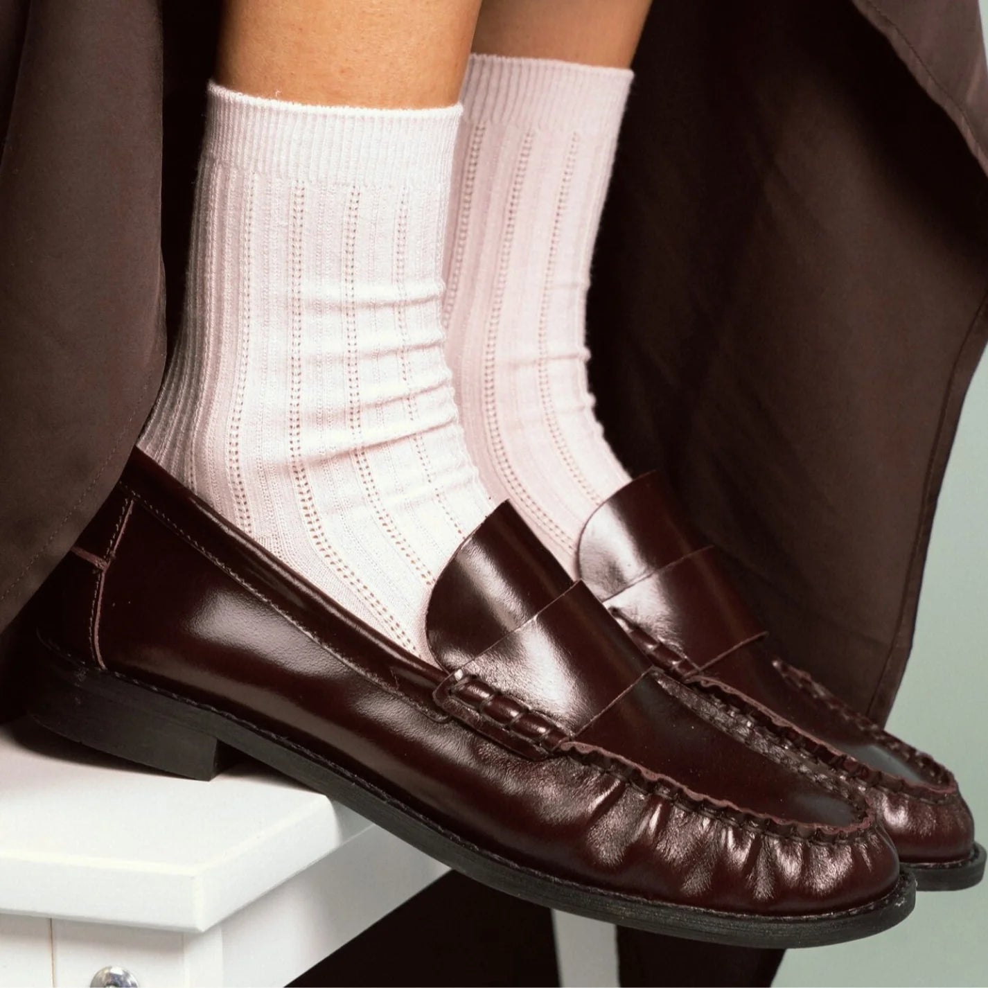 Pointelle Fine Rib Modal Socks pink Klue Accessories