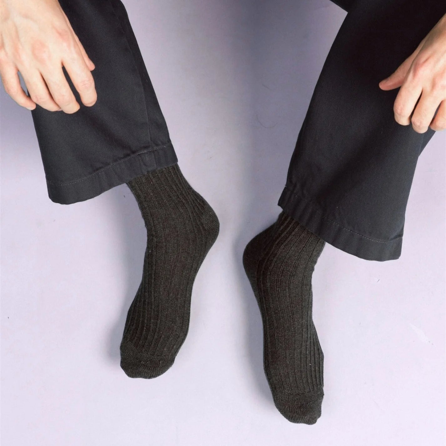Solid Knitted Stripes Socks anthracite Klue Accessories