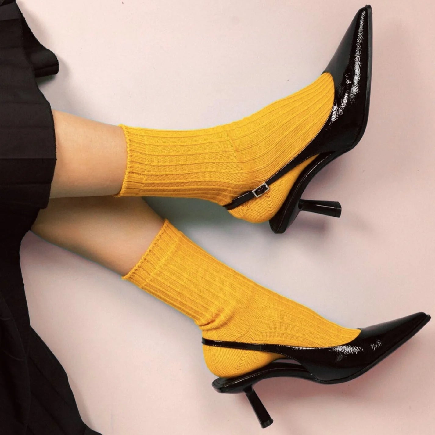 Solid Knitted Stripes Socks mustard Klue Accessories