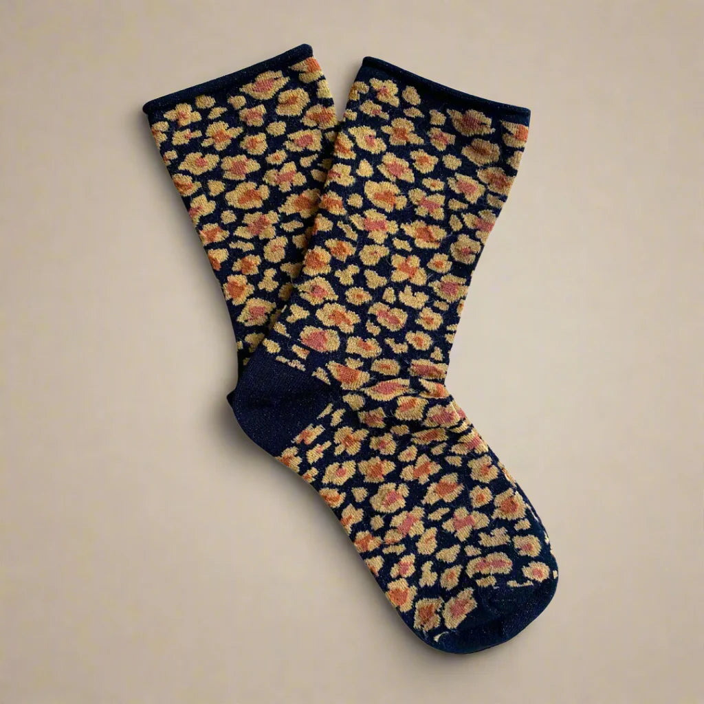 Leopard Lurex Socks amber Klue Accessories