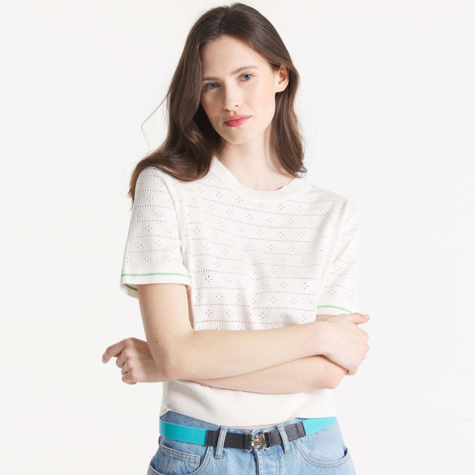 Silva SS Sweater off white green Le Mont Saint Michel