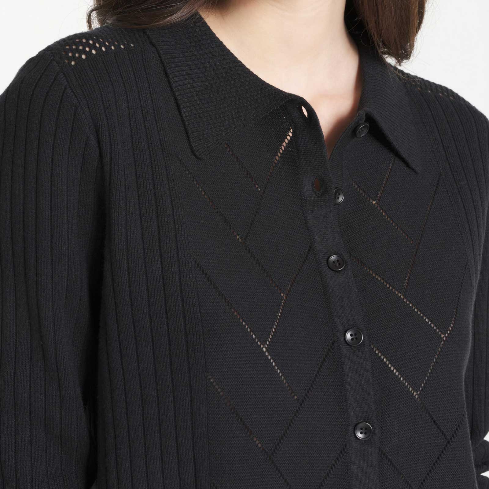 Grazia Fancy Knit Cardigan black Le Mont Saint Michel