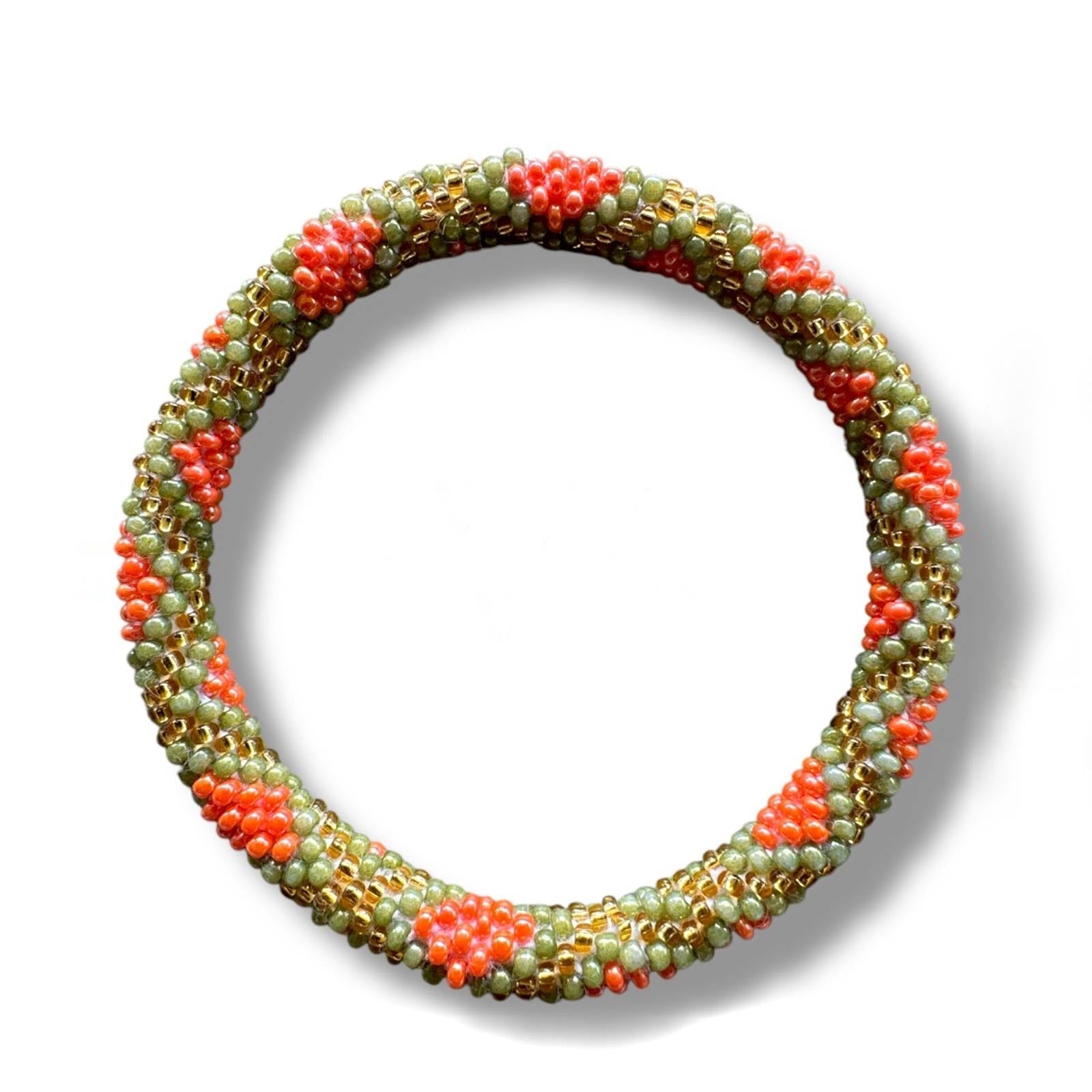 Nepalese Bracelet orange/agave/gold chevron Maison Kizo