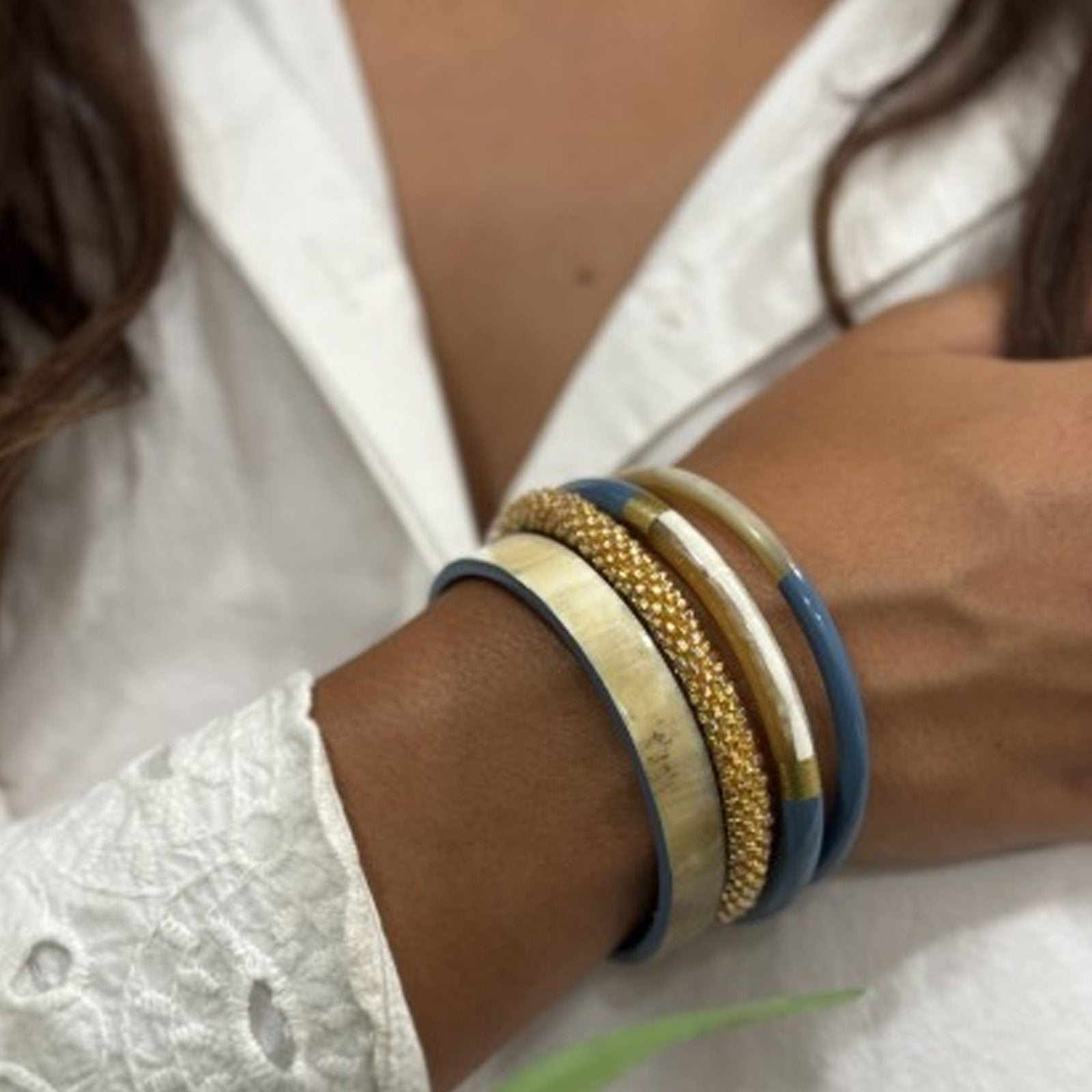 Buffle Horn Bracelet bleu canard Maison Kizo