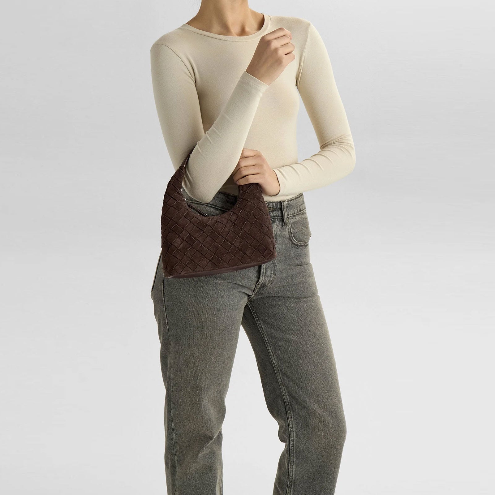 HaymaMBG Suede Weave Handbag dark brown 4692SUW-202 Markberg Denmark