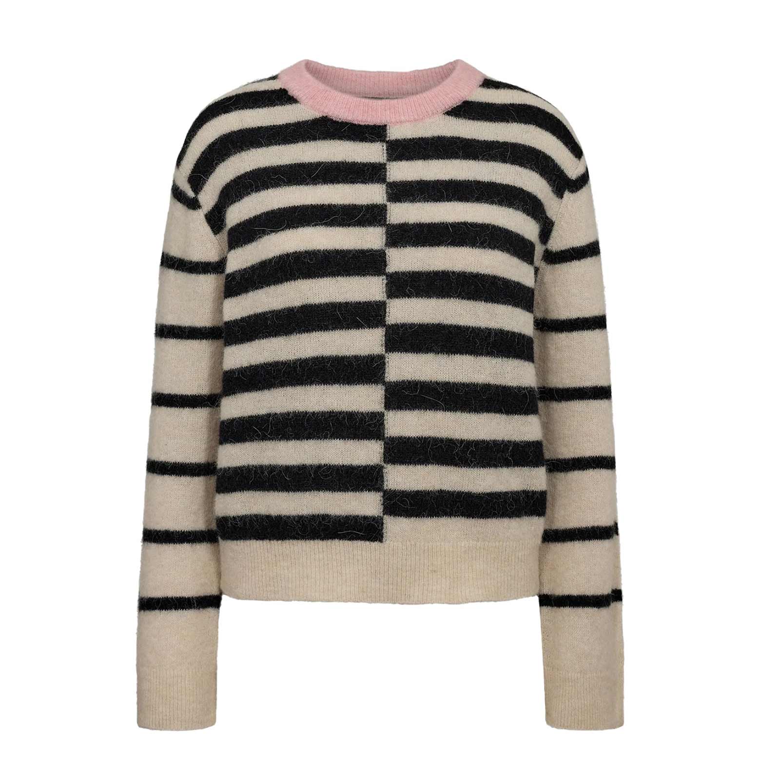 NURiette Block Stripe Pullover caviar