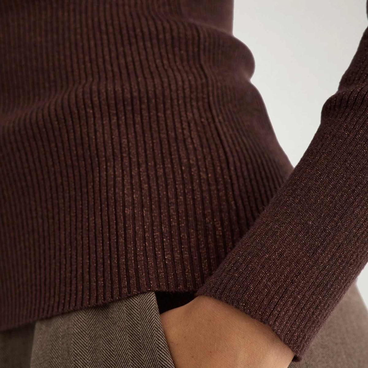 Nubia Lurex LS Pullover chocolate plum