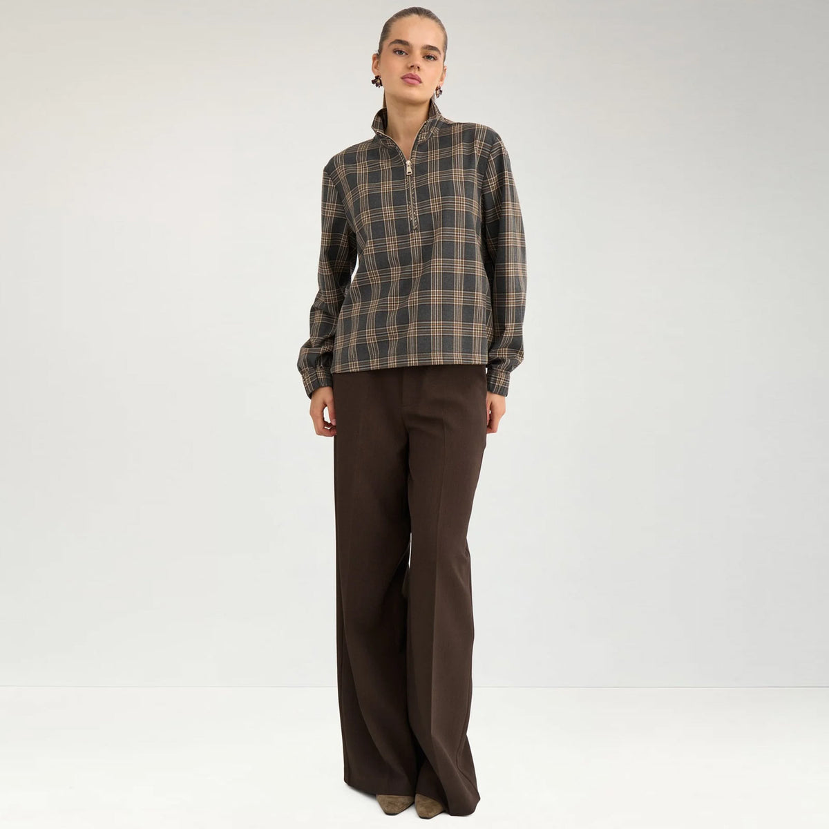Nukamala Zip Shirt dark grey melange