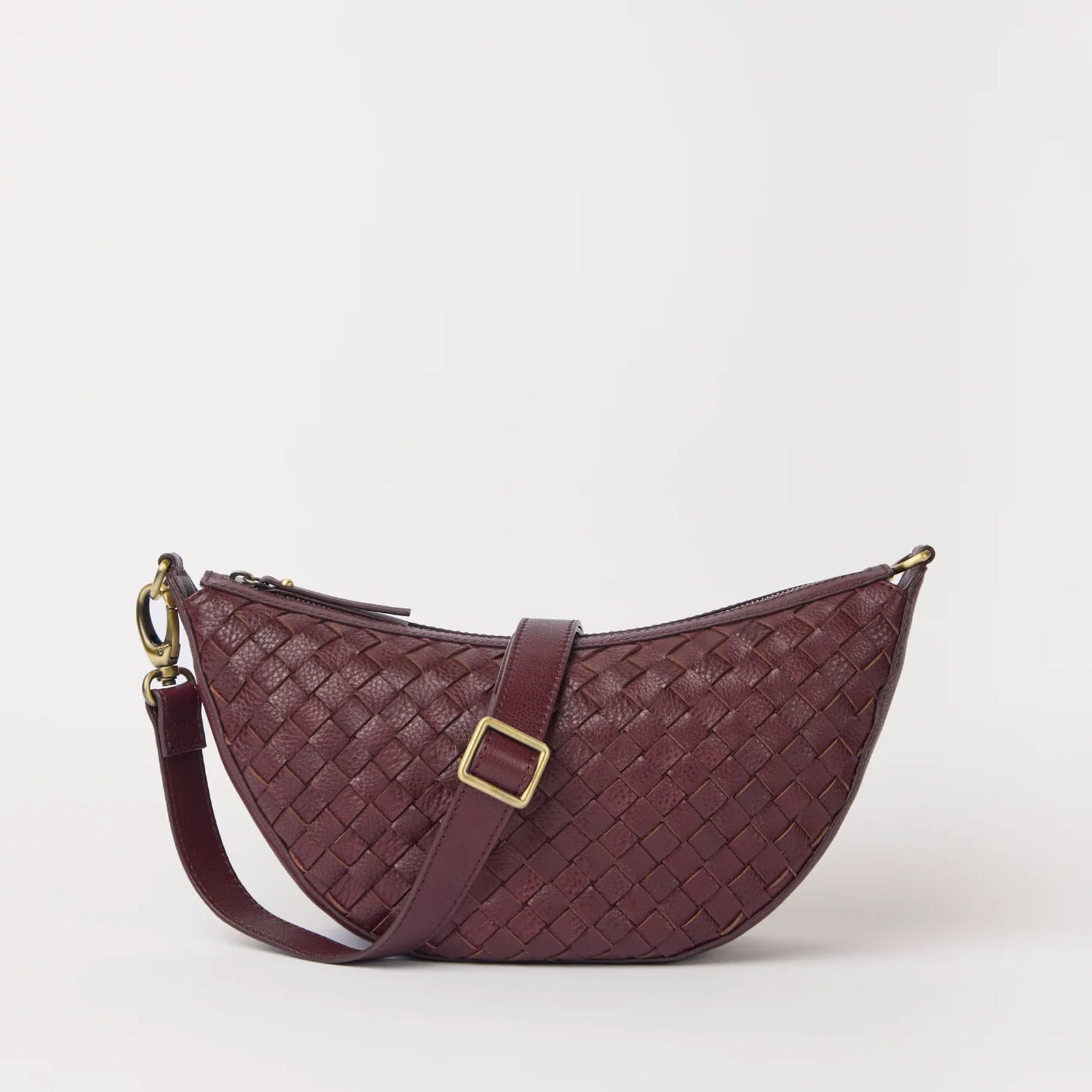 Leo Midi Woven Soft Grain Leather Bag dark cherry O My Bag