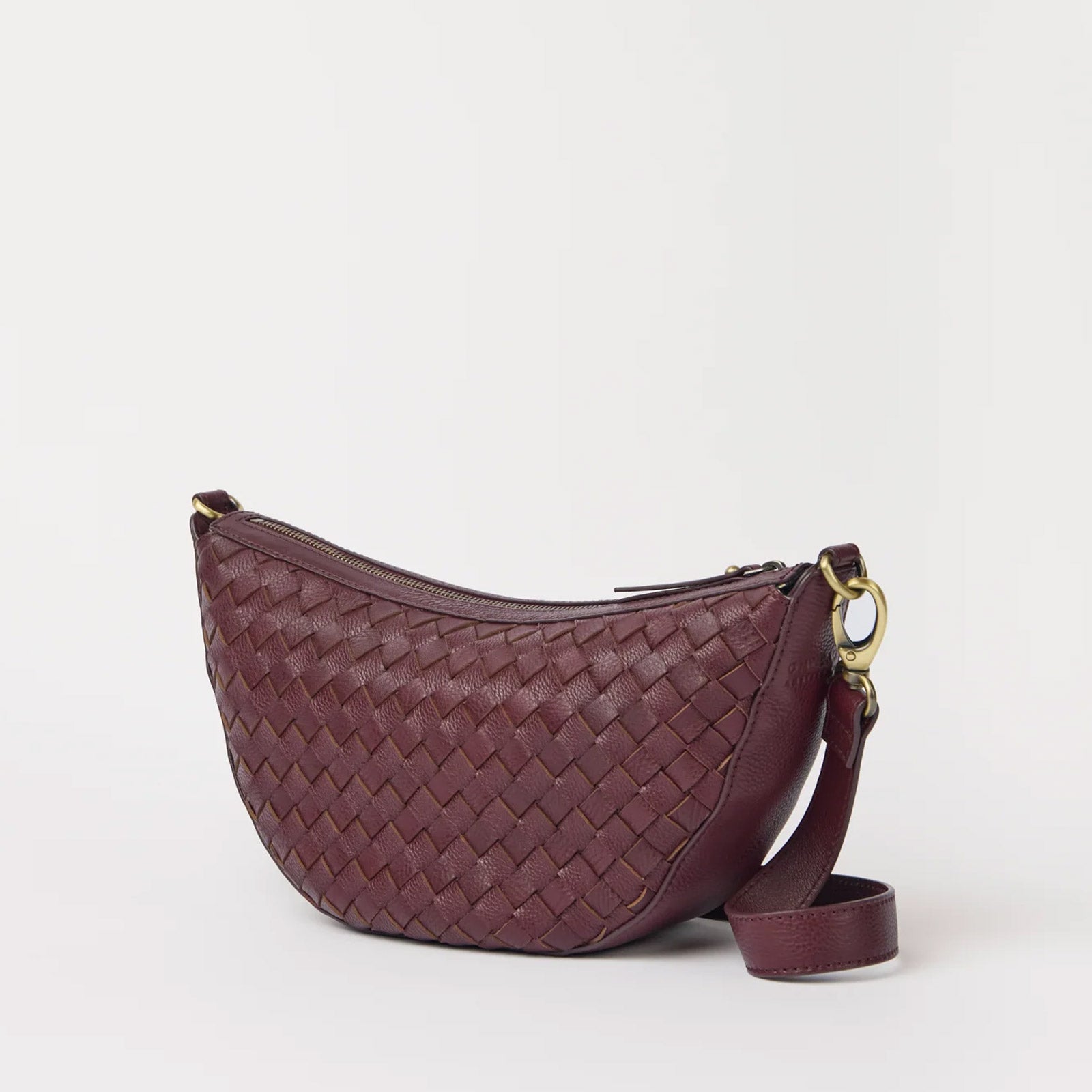 Leo Midi Woven Soft Grain Leather Bag dark cherry O My Bag