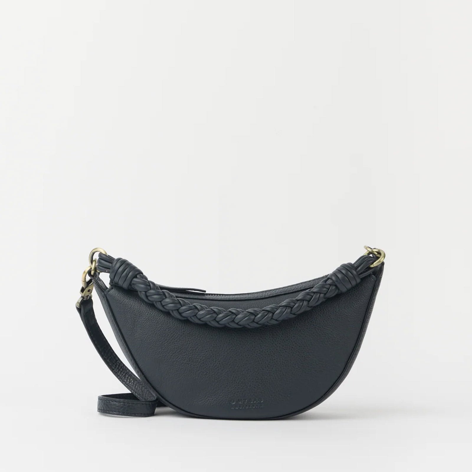 Leo Mini Twisted Handle Soft Grain Leather Bag universe blue