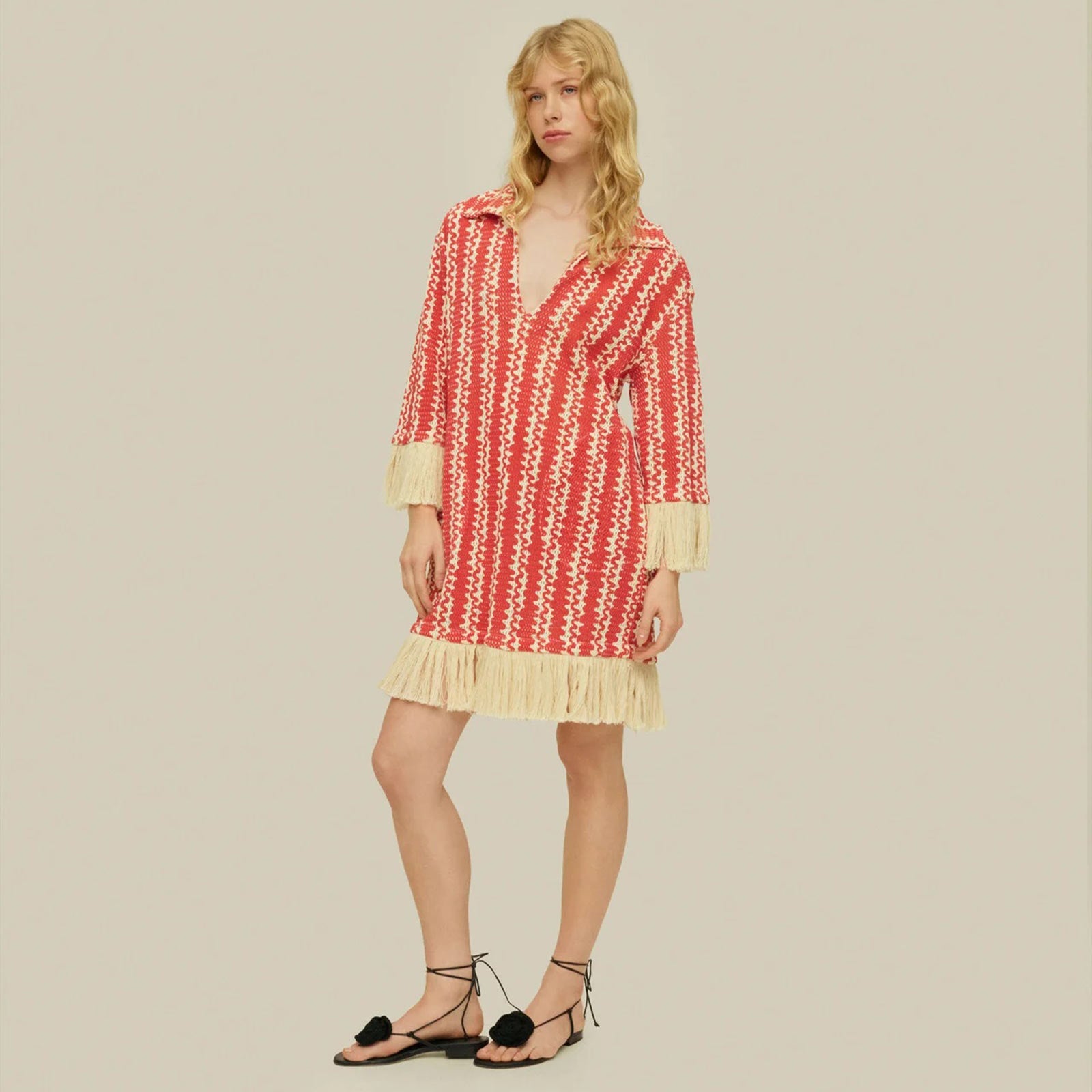 Aya Net Dress red scribble