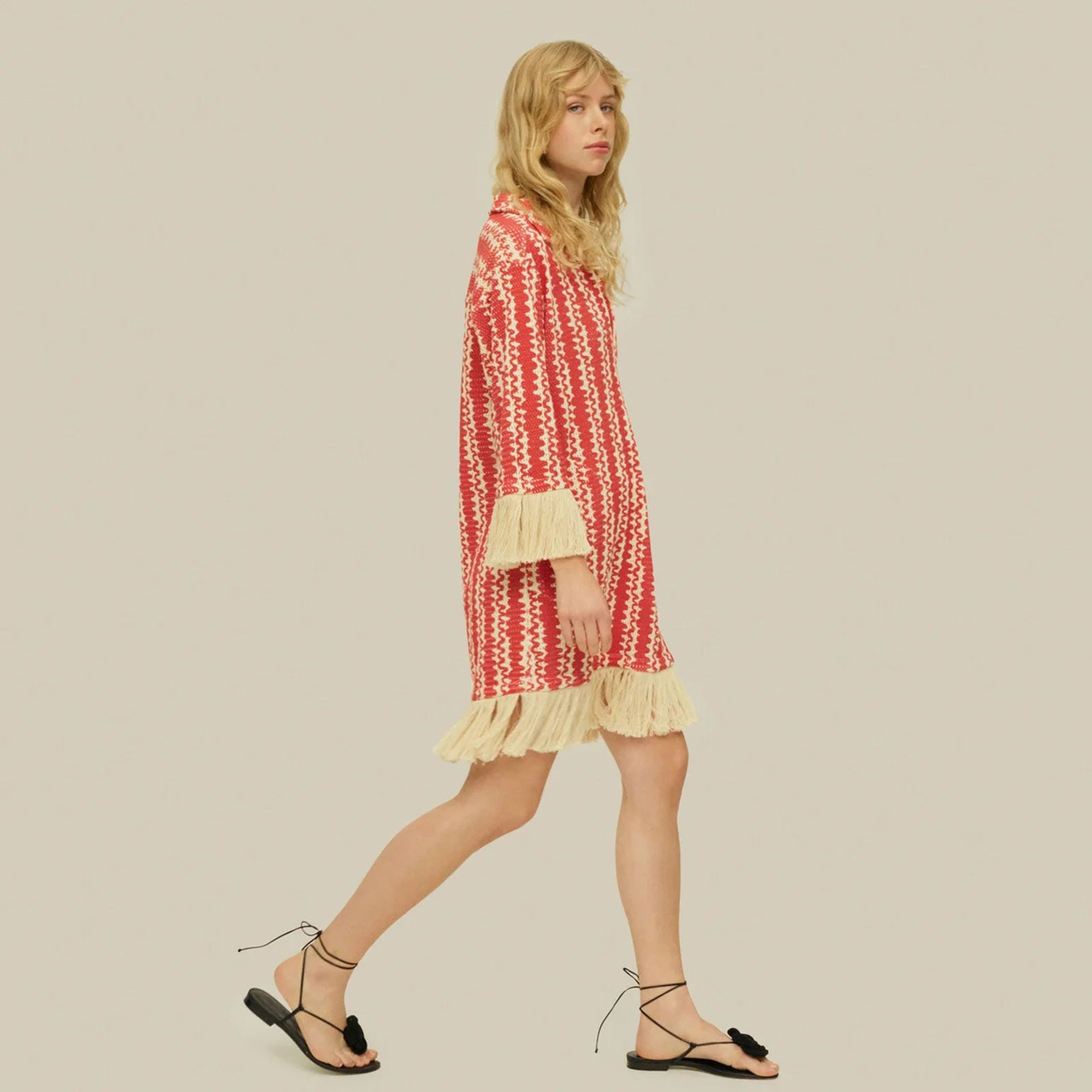 Aya Net Dress red scribble
