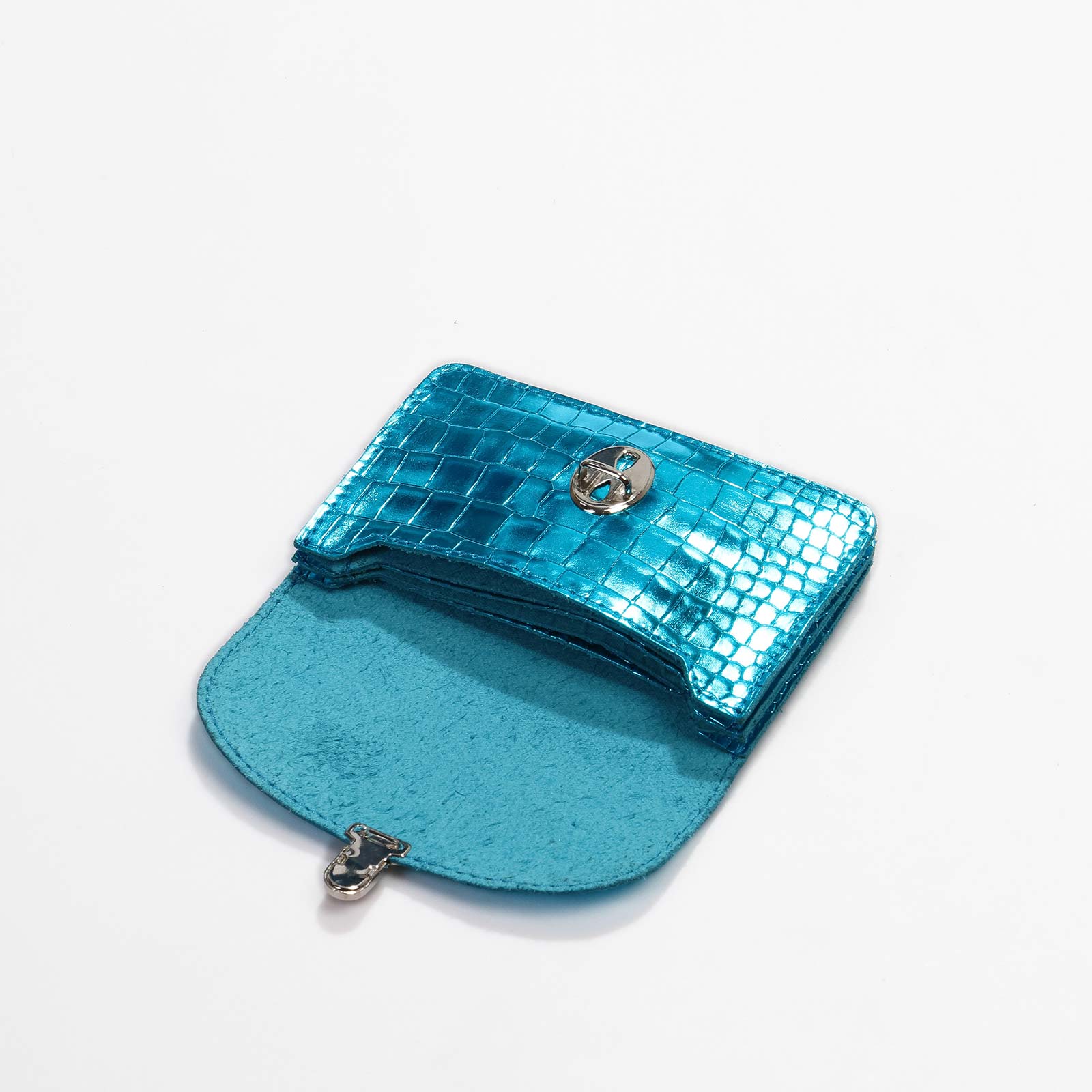 Borsa M Wallet croco turquoise Papoutsi! leather goods