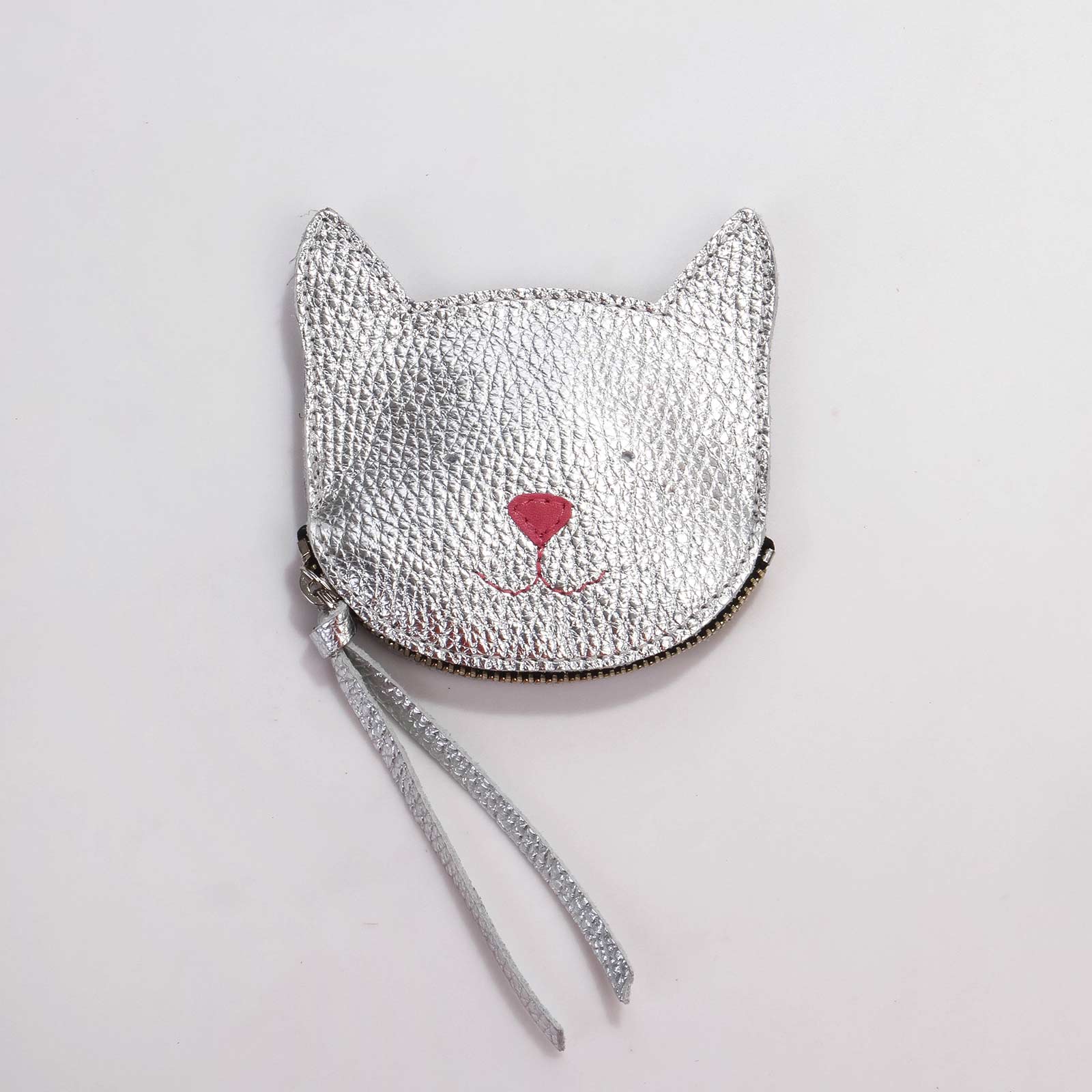 Papoutsini Wallet Katze metallic silver Papoutsi! leather goods