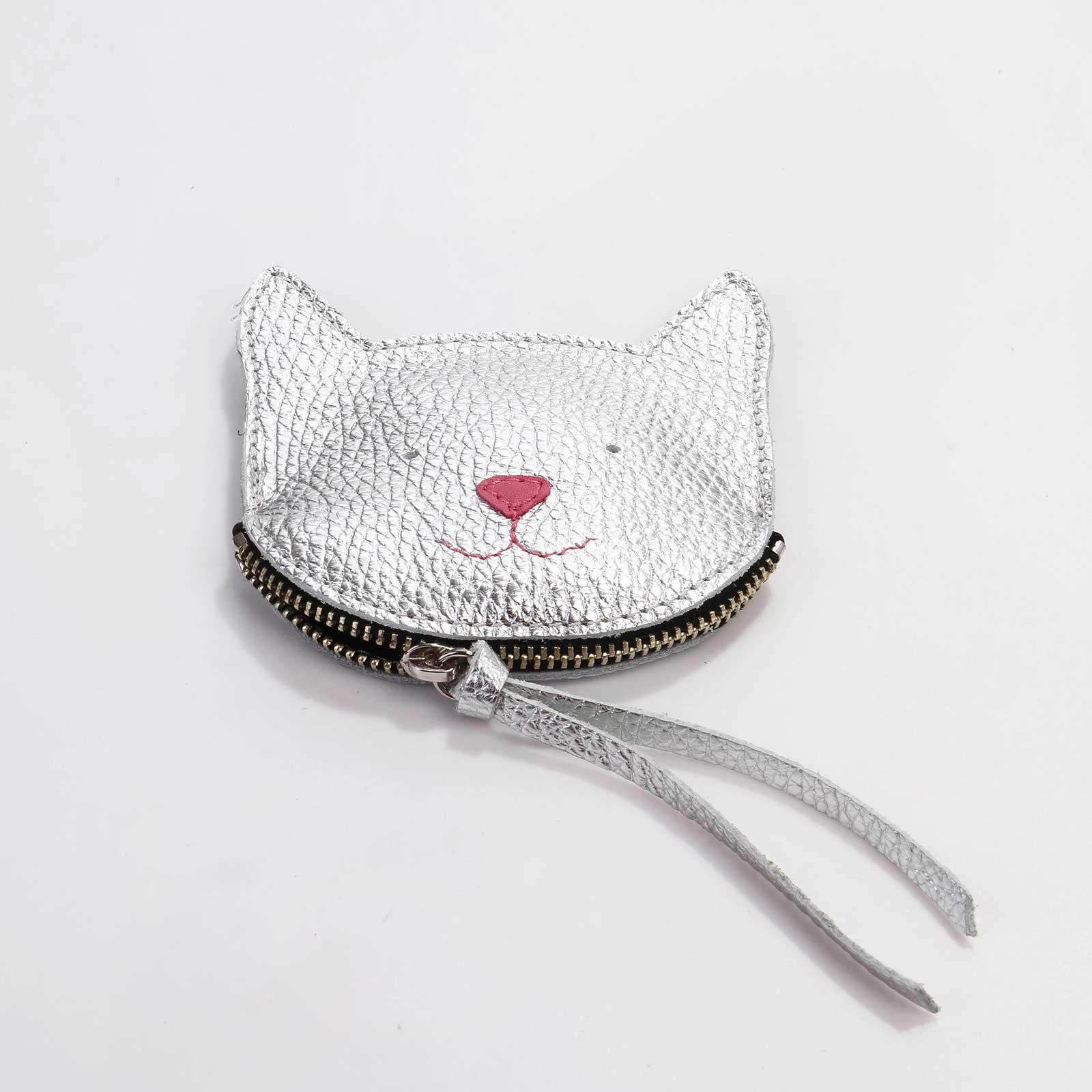 Papoutsini Wallet Katze metallic silver Papoutsi! leather goods