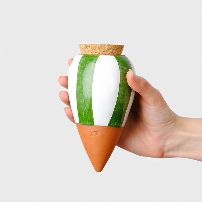 Olla Stripe Green & Ivory Pepin Plantcare