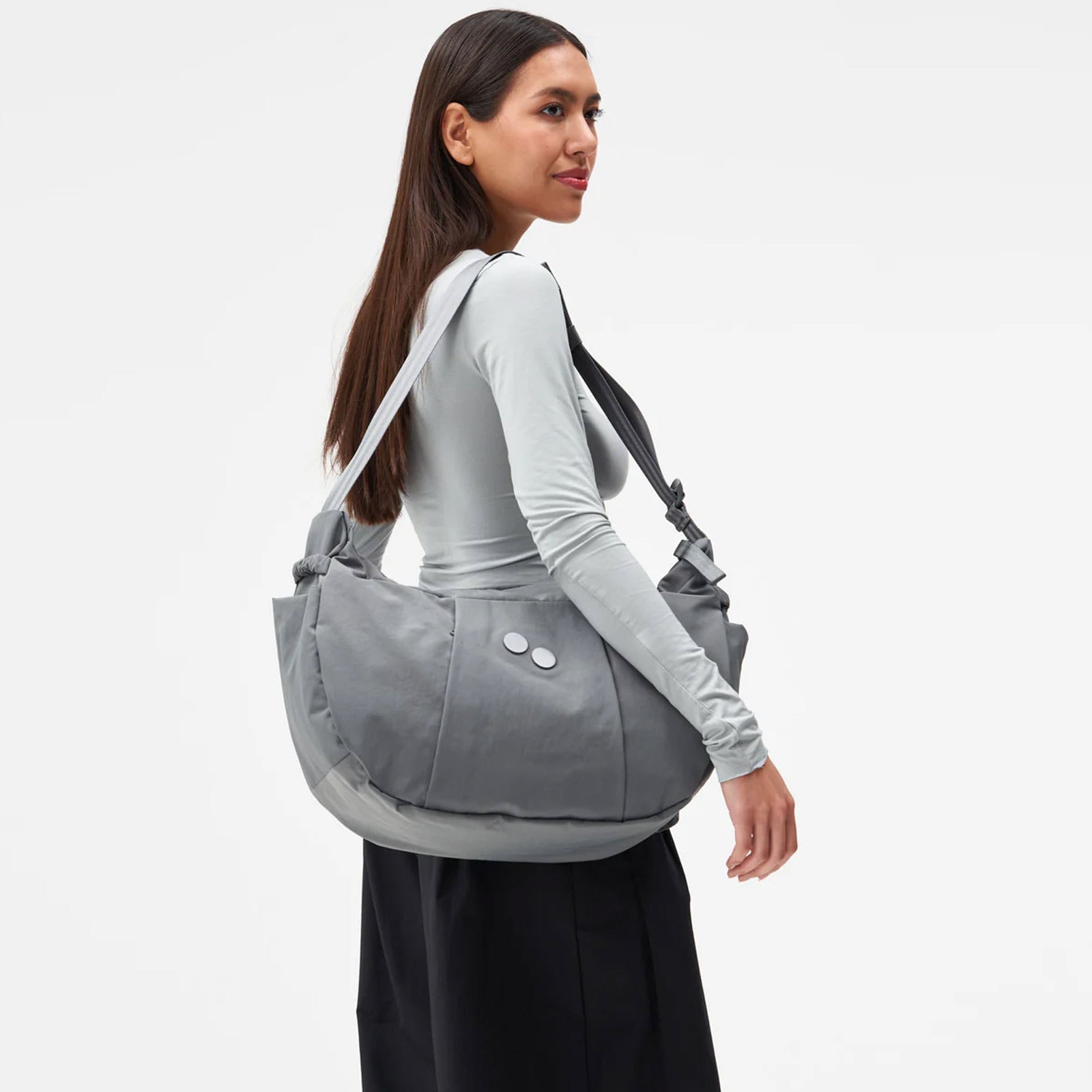 Krumm Large Crossbody Bag crinkle grey pinqponq