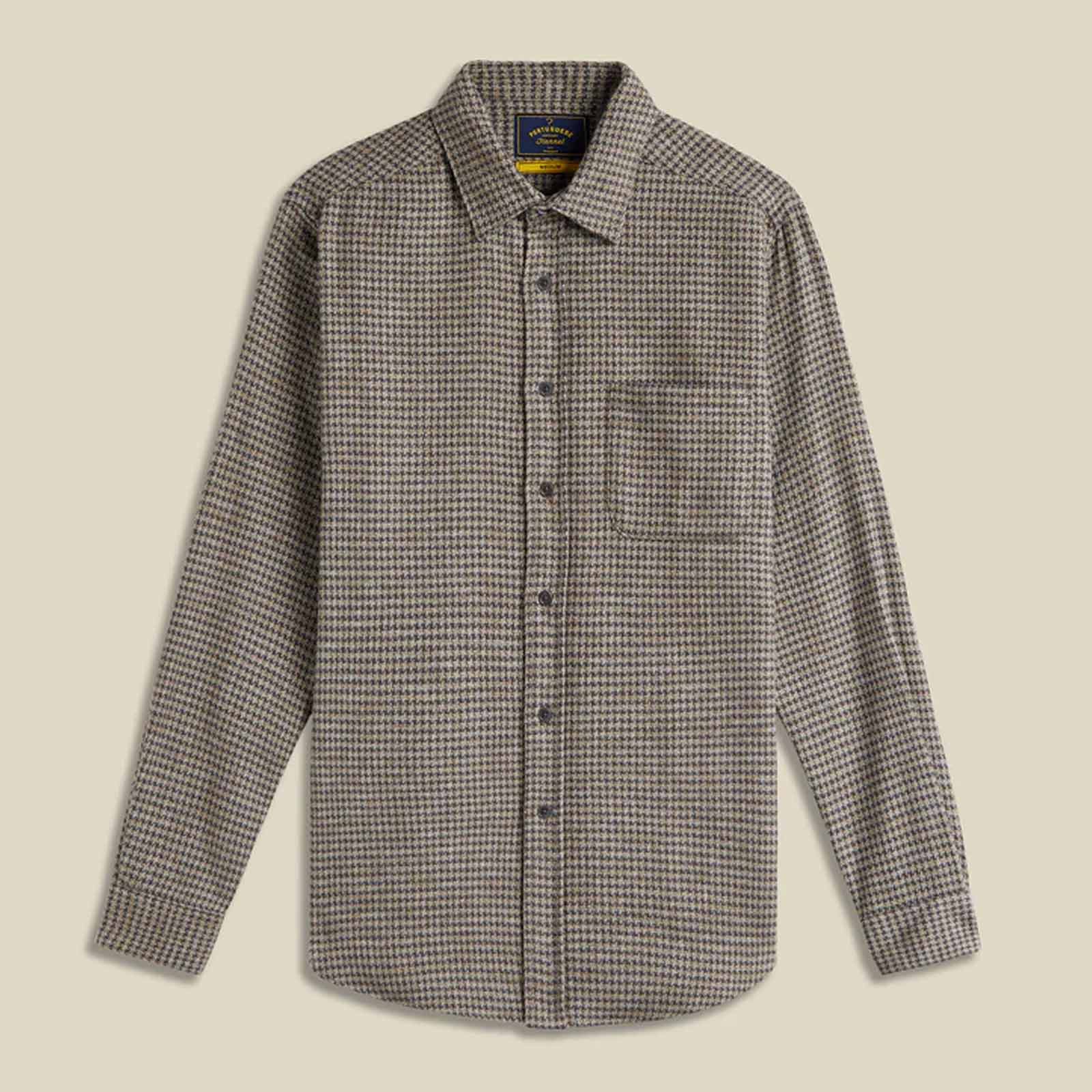 Abstract Pied Poule Flannel Shirt charcoal Portuguese Flannel