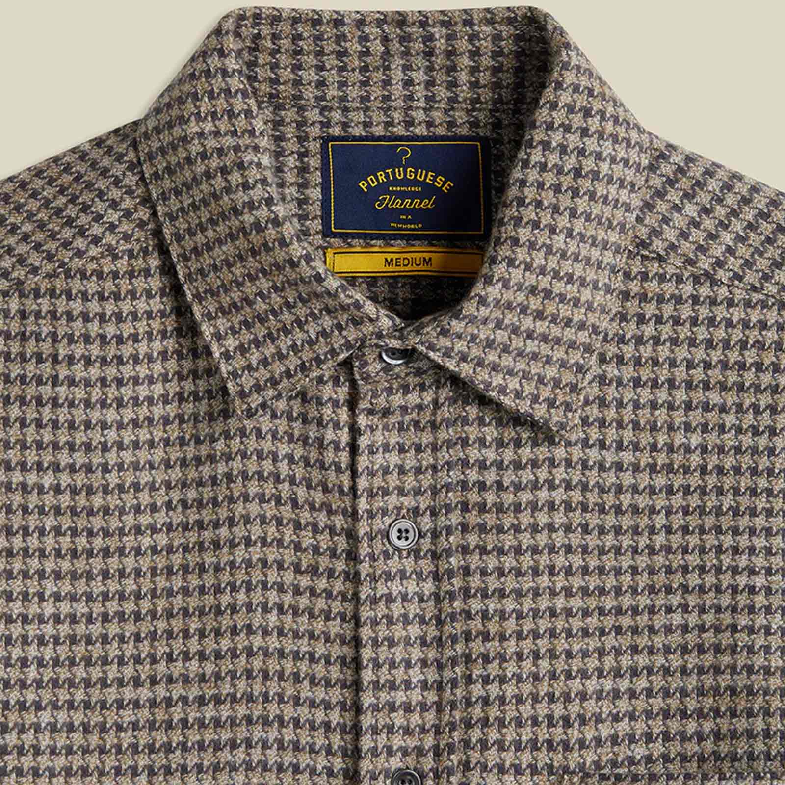 Abstract Pied Poule Flannel Shirt charcoal Portuguese Flannel