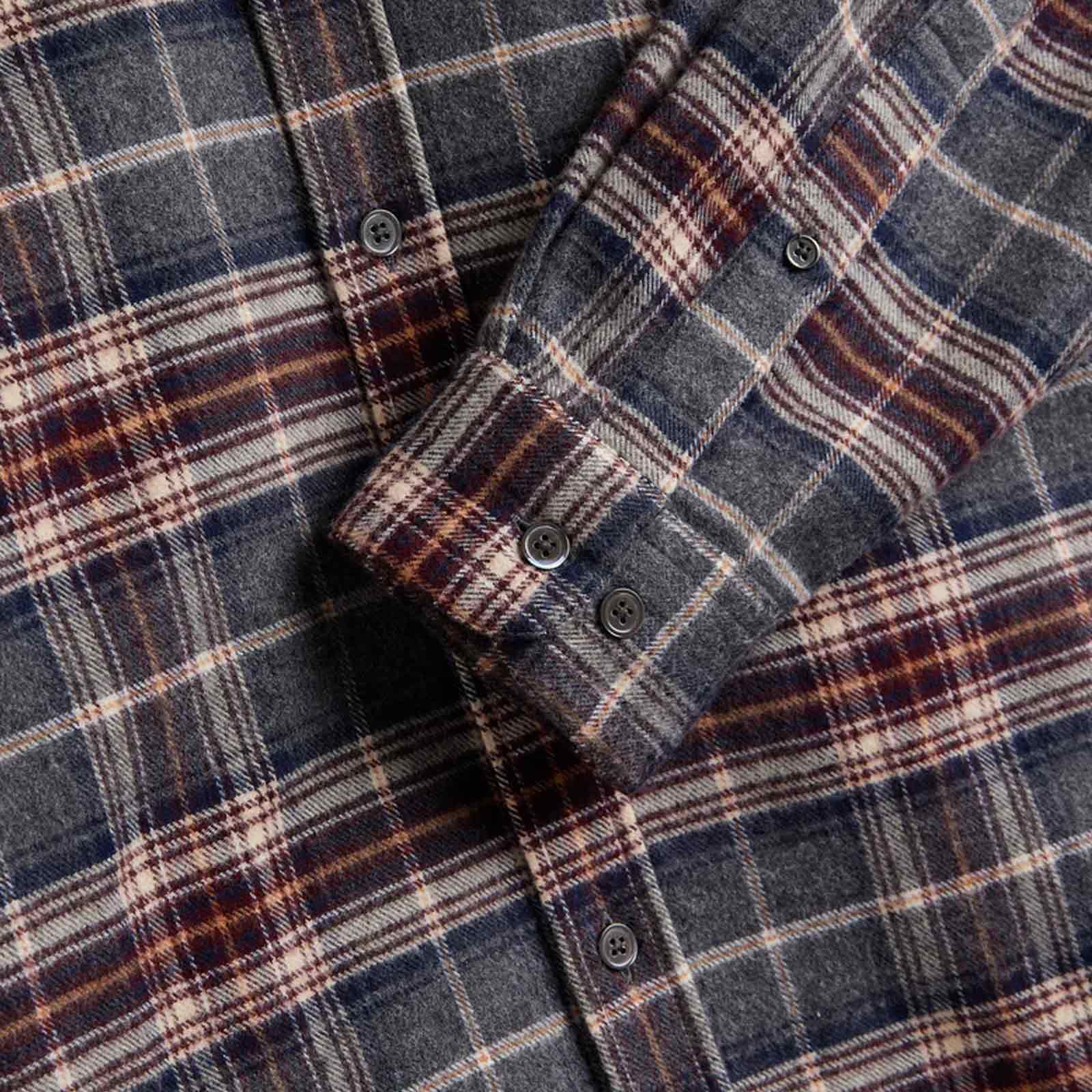 Augusta Flannel Shirt charcoal/wine/sand Portuguese Flannel