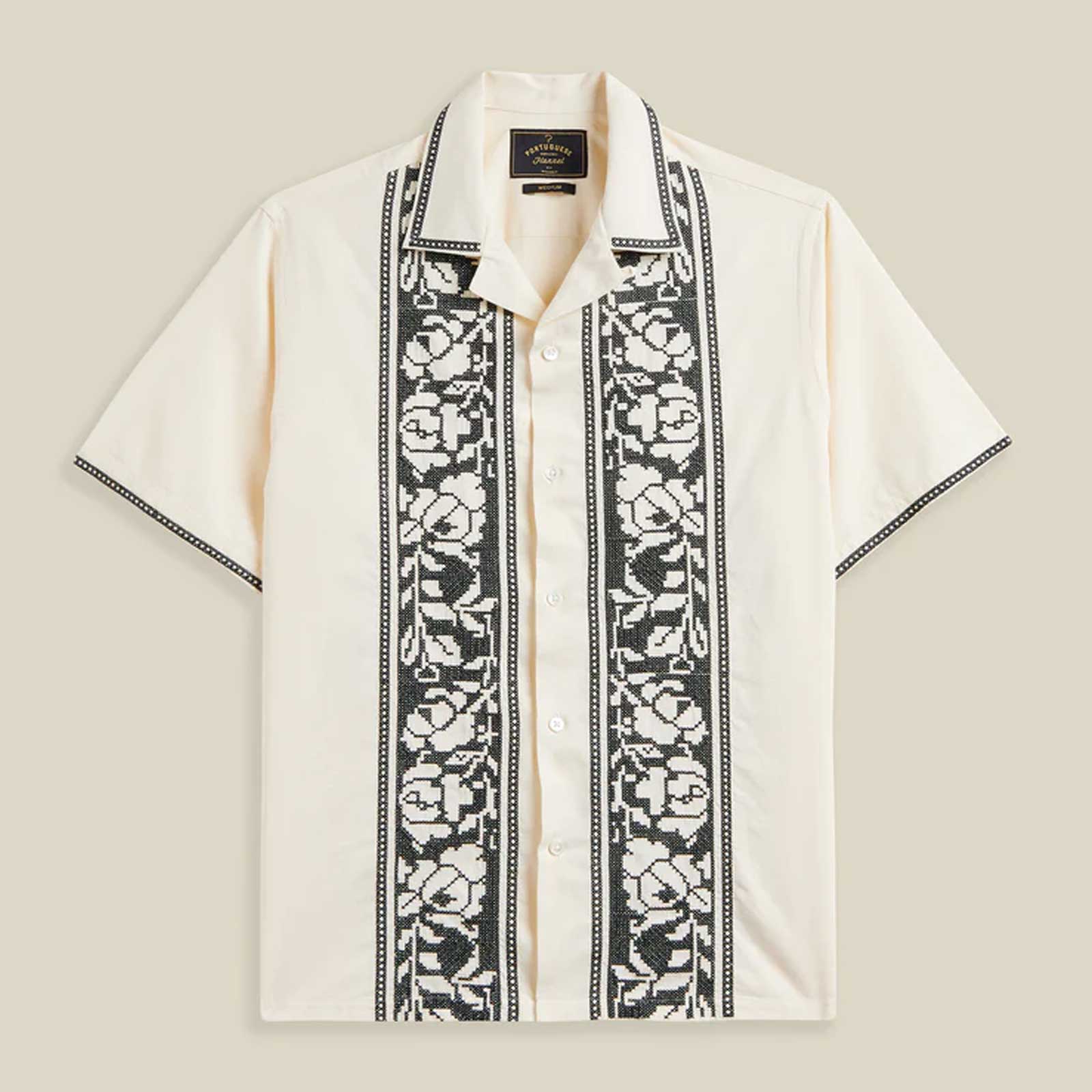 Cross Stitch S/S Shirt ecru Portuguese Flannel