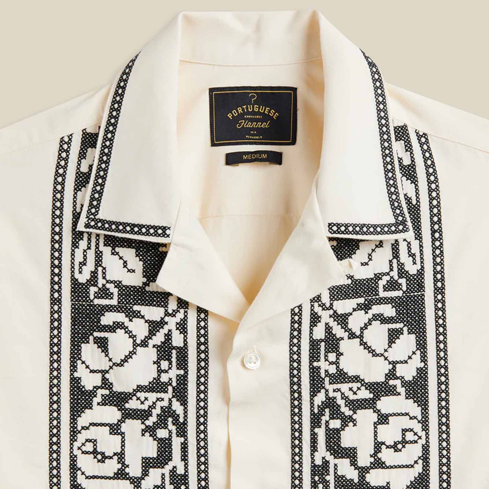 Cross Stitch S/S Shirt ecru Portuguese Flannel