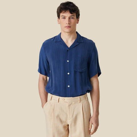 Cupro Stripe Shirt blue