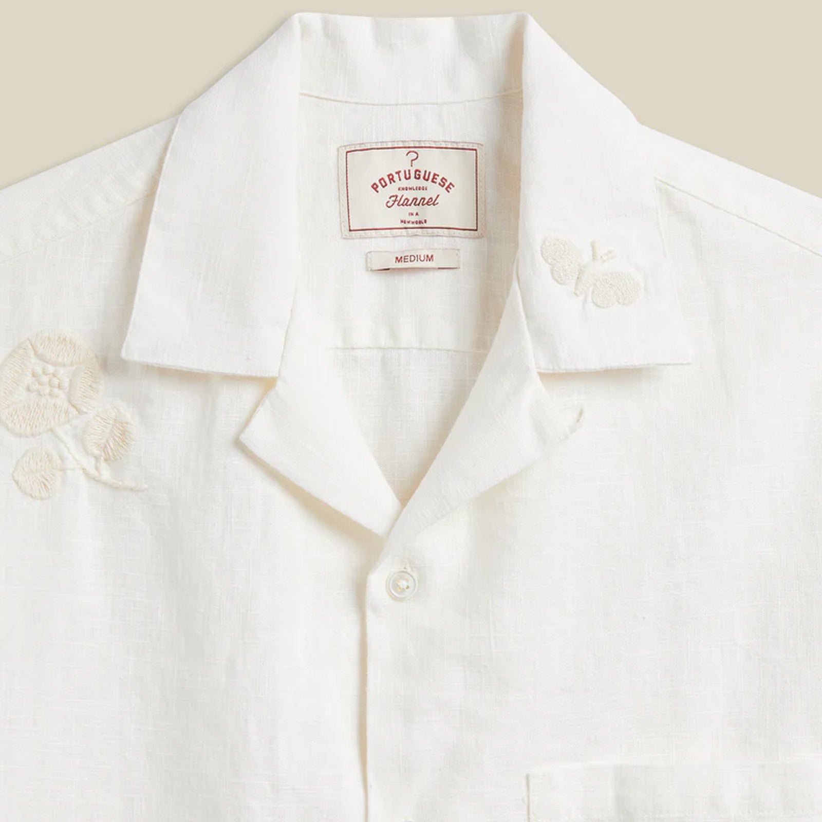 Embroidery Flowers S/S Shirt ecru Portuguese Flannel