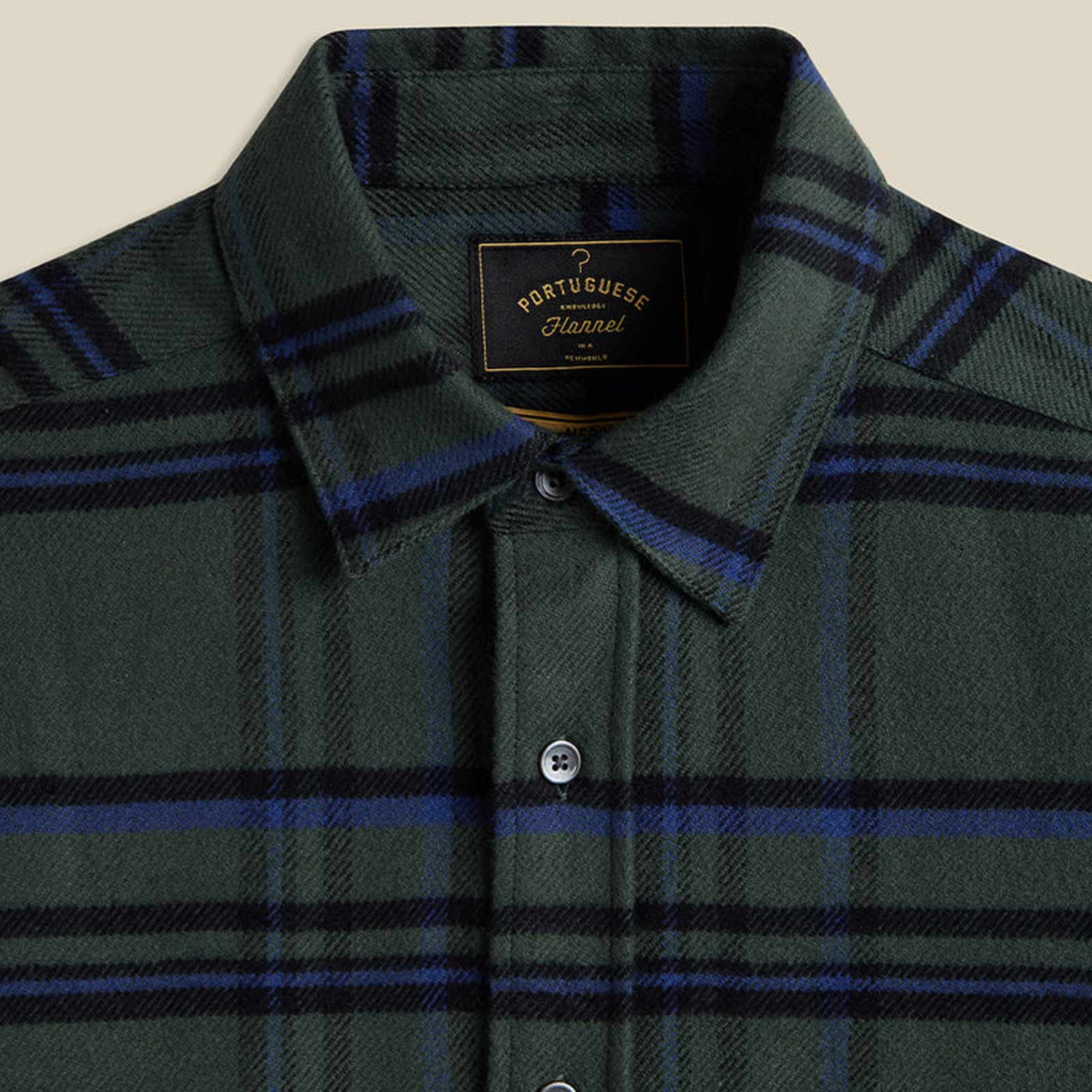 Green Box Flannel Shirt olive check Portuguese Flannel