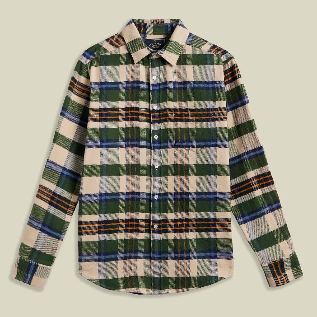 Harbor Flannel Shirt ivory/green/blue check