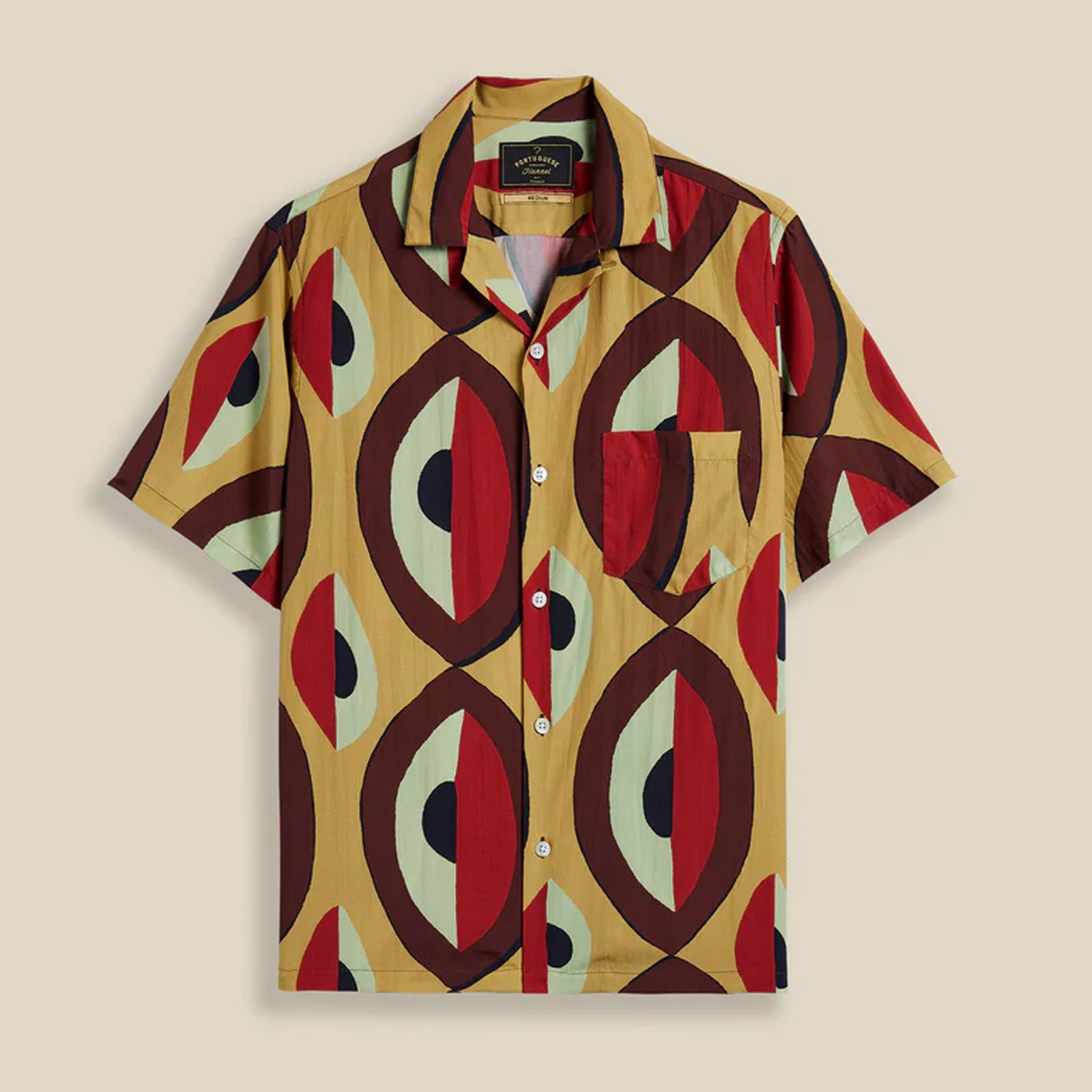 Painting S/S Shirt beige/bordeaux