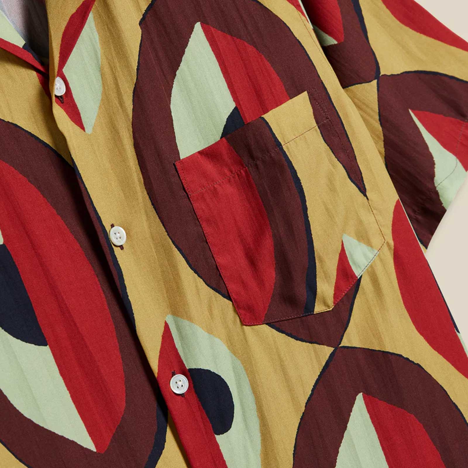 Painting S/S Shirt beige/bordeaux